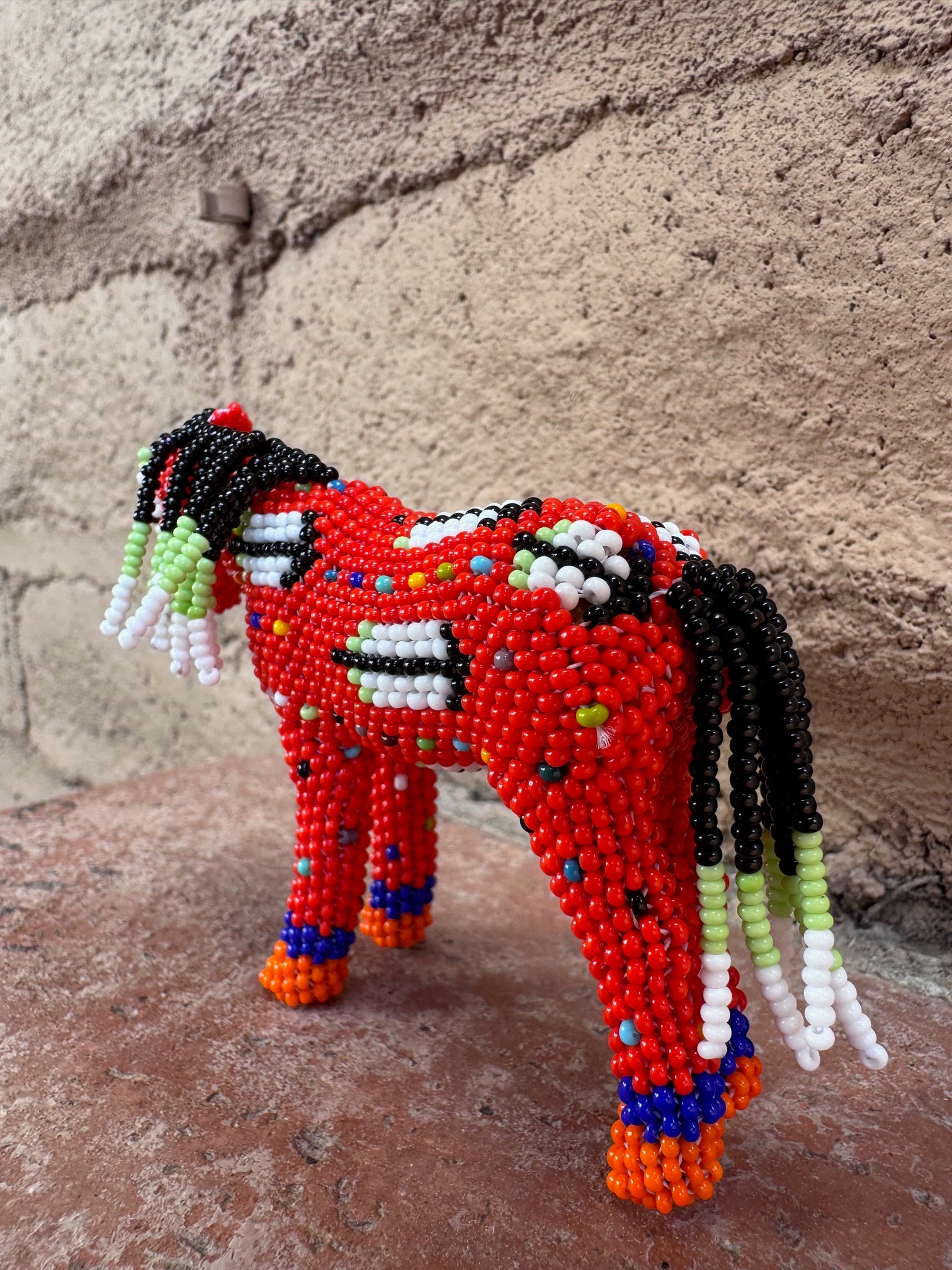 Handmade Peyote Stitched Horse Figurine-Red 6