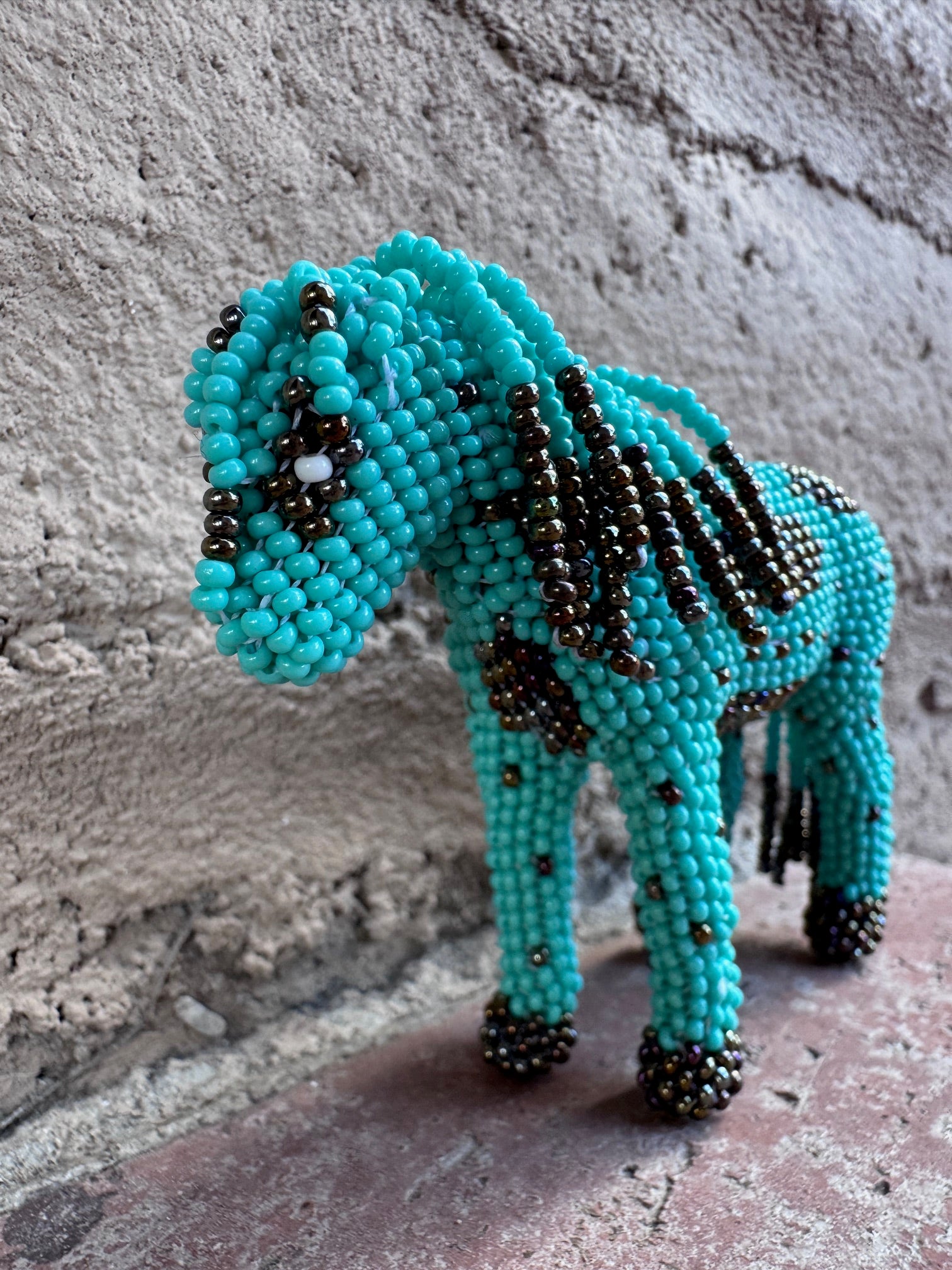 Handmade Peyote Stitched Horse Figurine- Turquoise 4