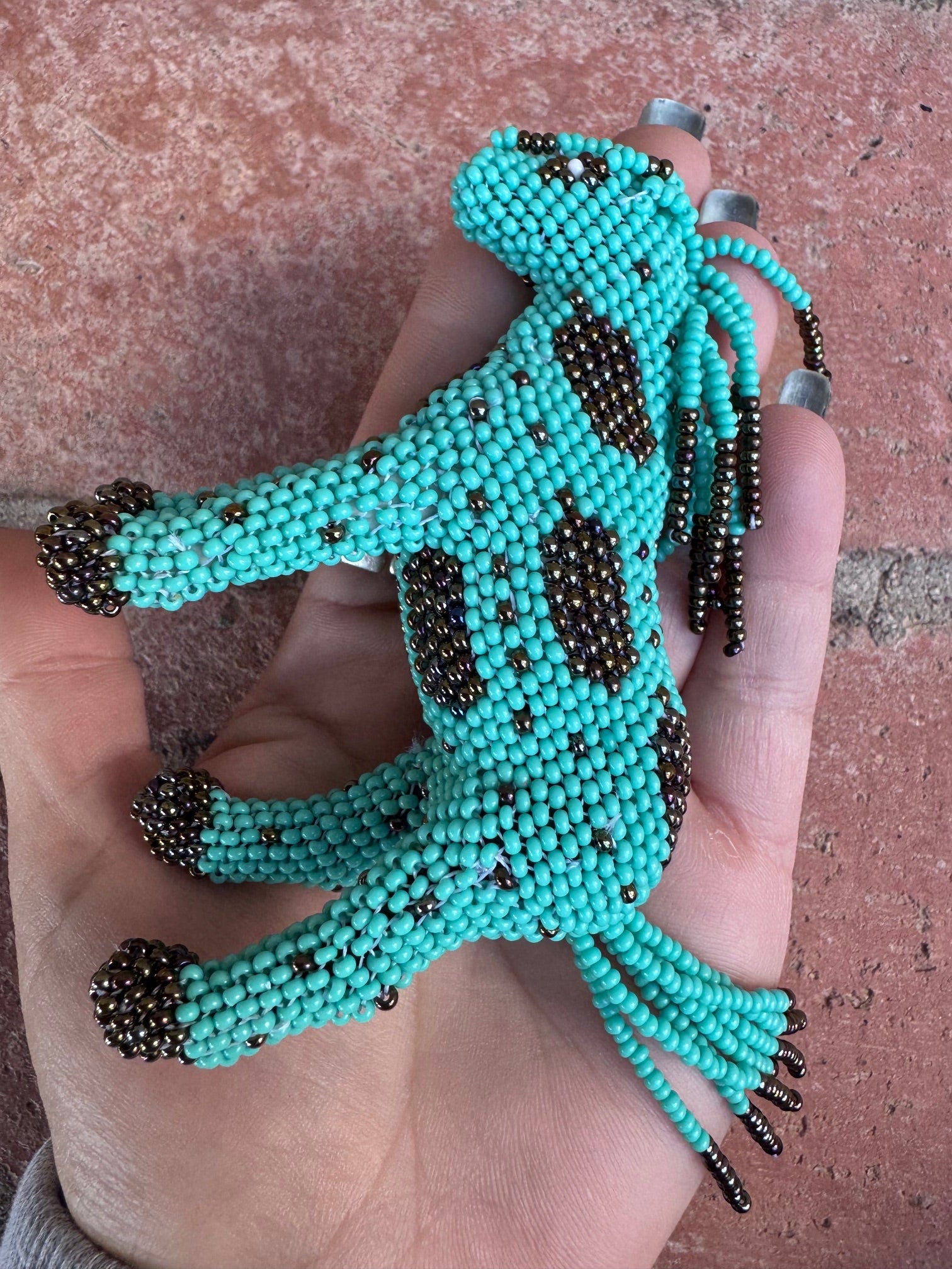 Handmade Peyote Stitched Horse Figurine- Turquoise 4