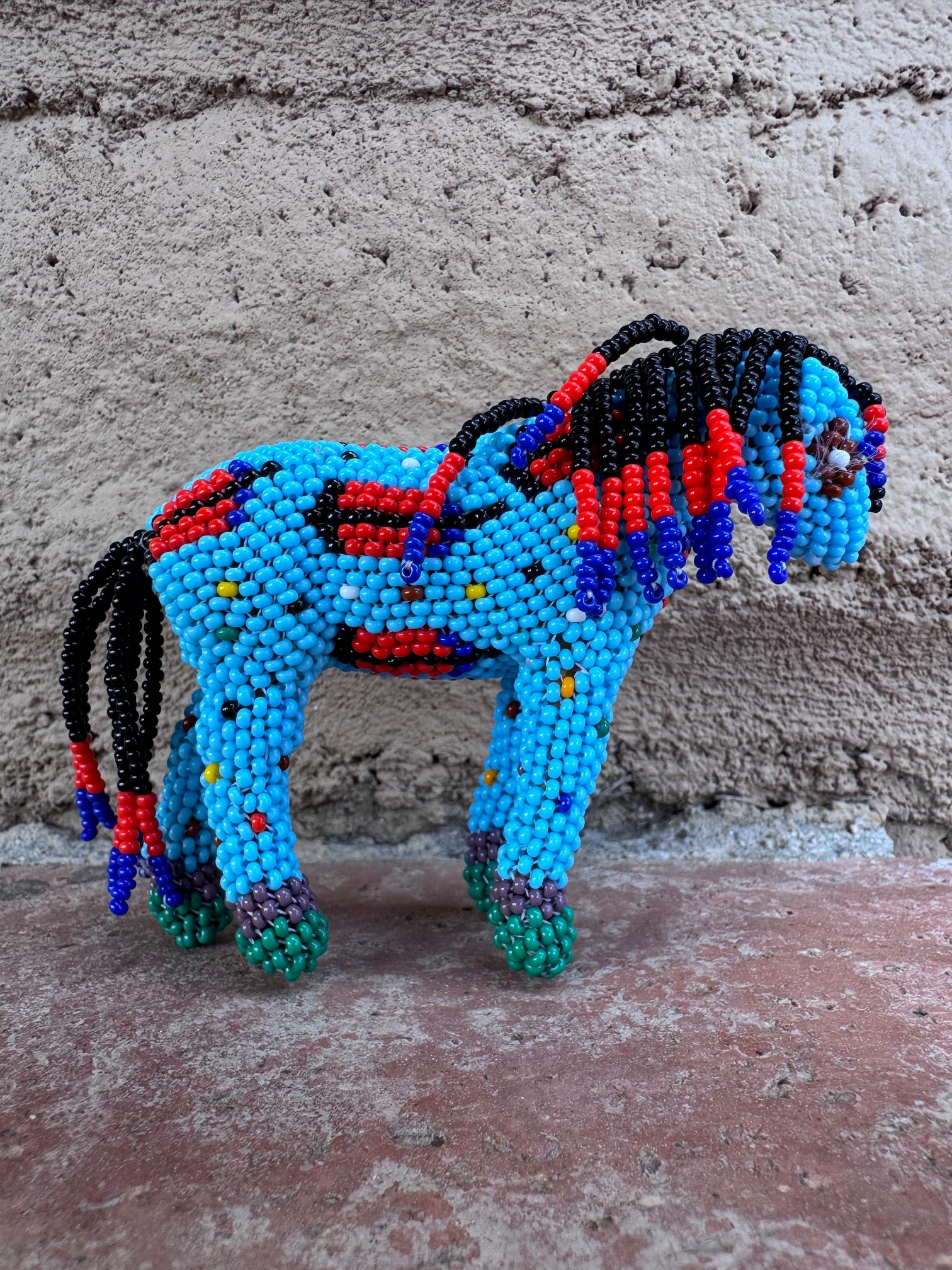 Handmade Peyote Stitched Horse Figurine- Blue 2