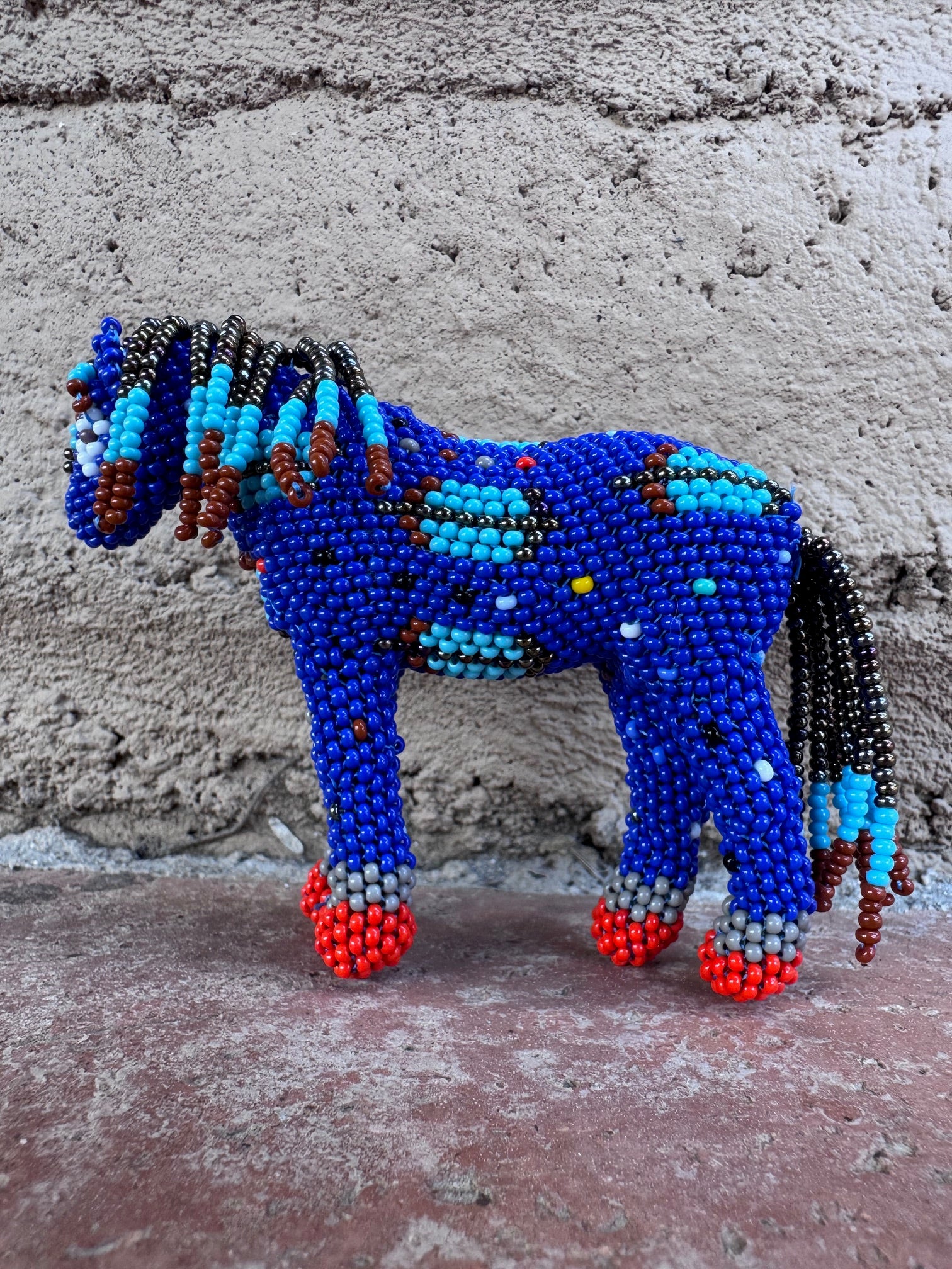 Handmade Peyote Stitched Horse Figurine- Blue 3
