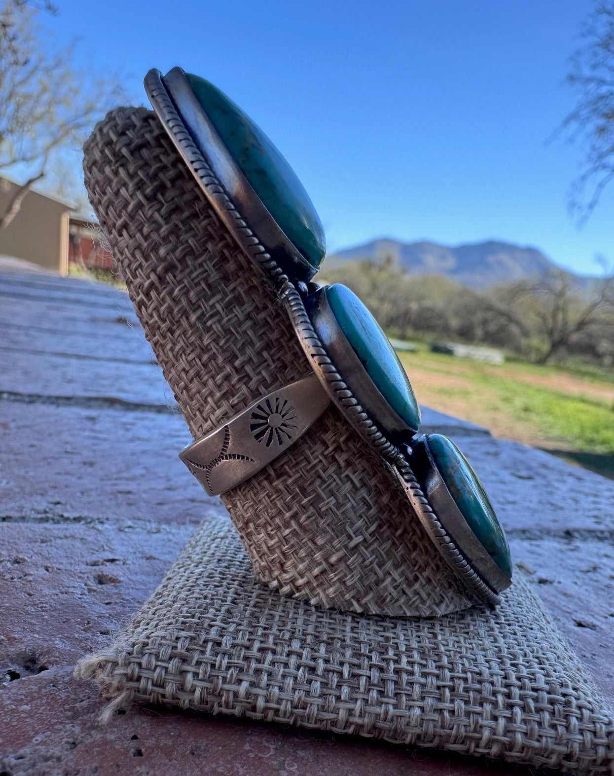 Handmade Royston Turquoise Adjustable 3 Stone Ring STYLE 1