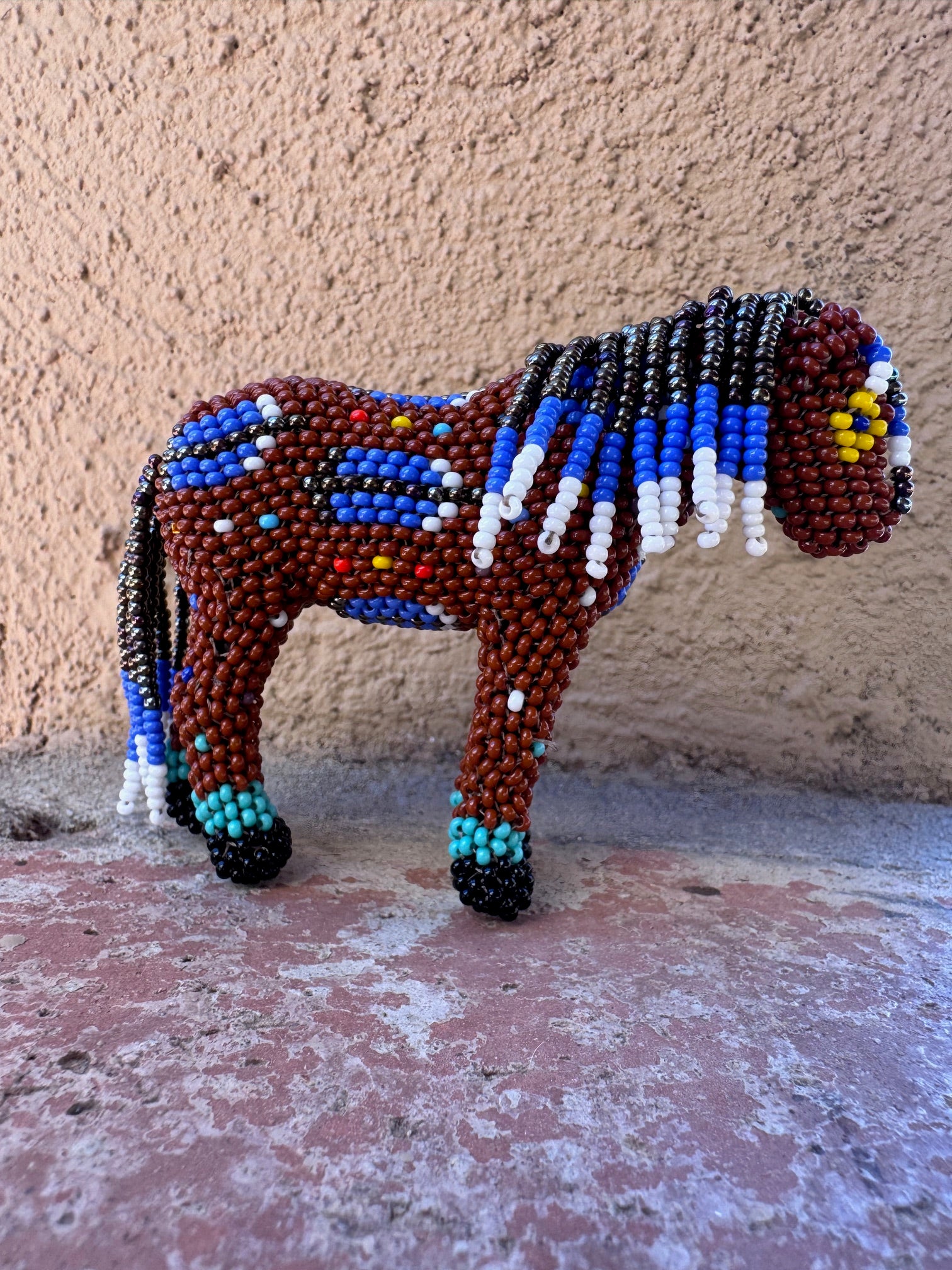 Handmade Peyote Stitched Horse Figurine- Brown 1