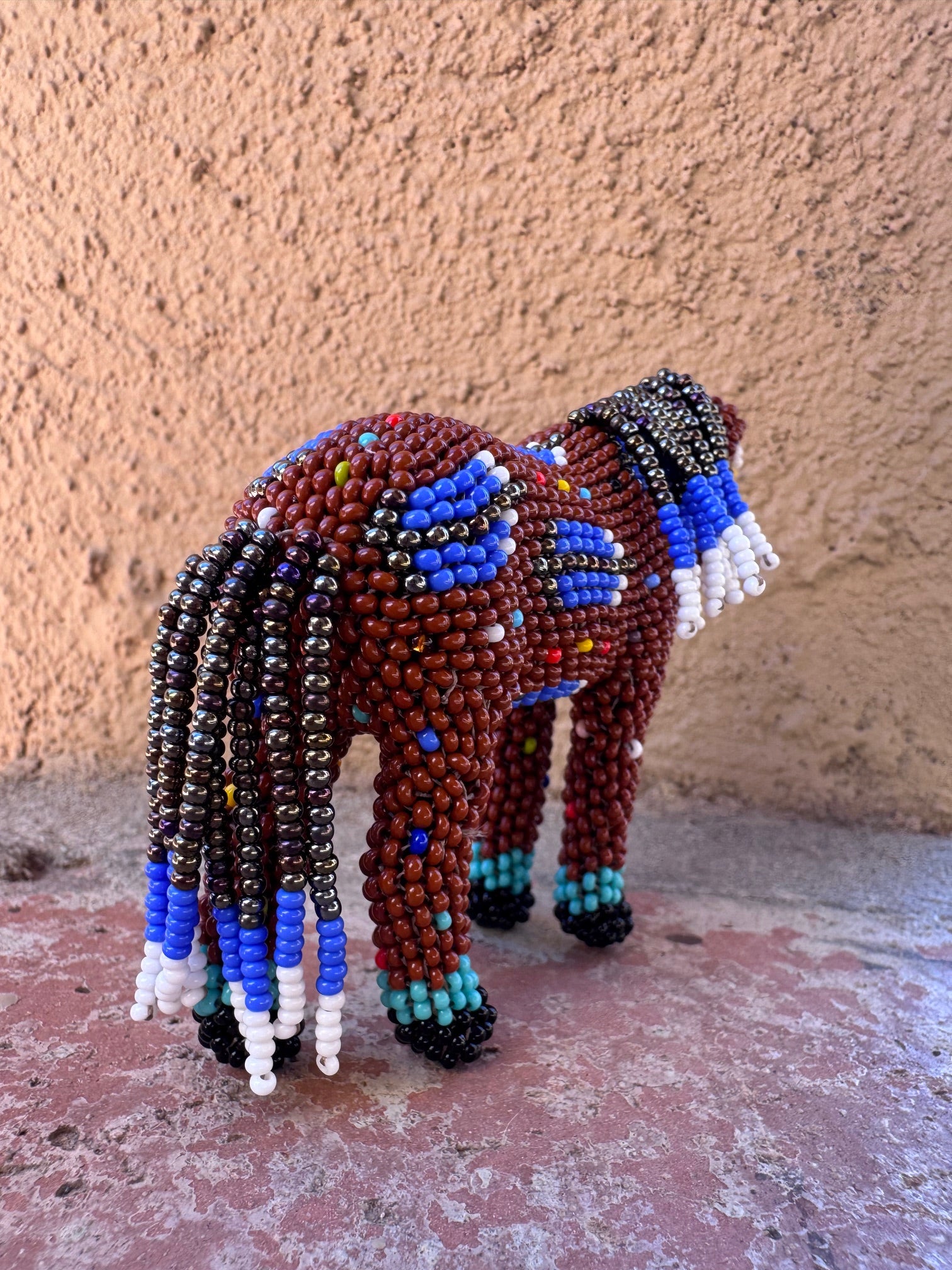 Handmade Peyote Stitched Horse Figurine- Brown 1
