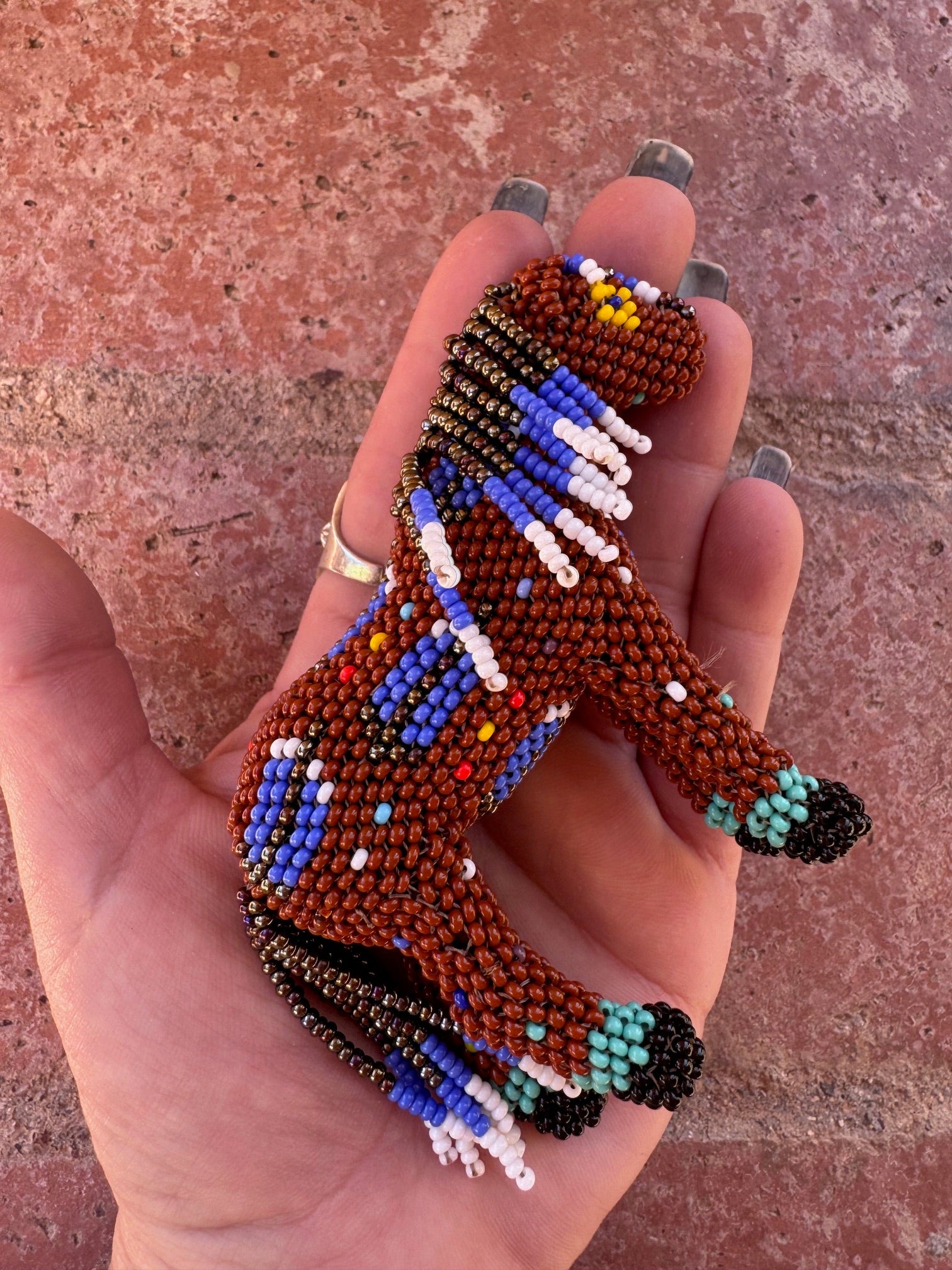 Handmade Peyote Stitched Horse Figurine- Brown 1