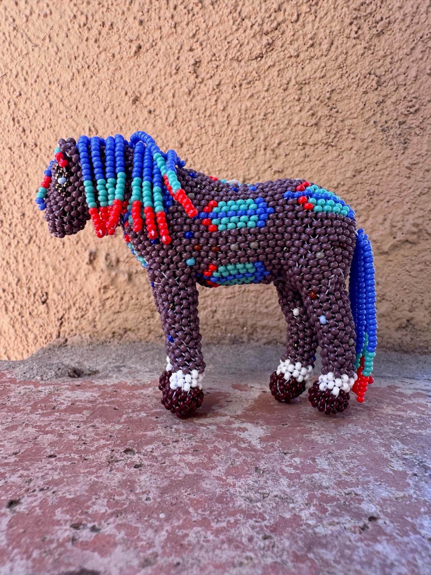 Handmade Peyote Stitched Horse Figurine- Purple 1
