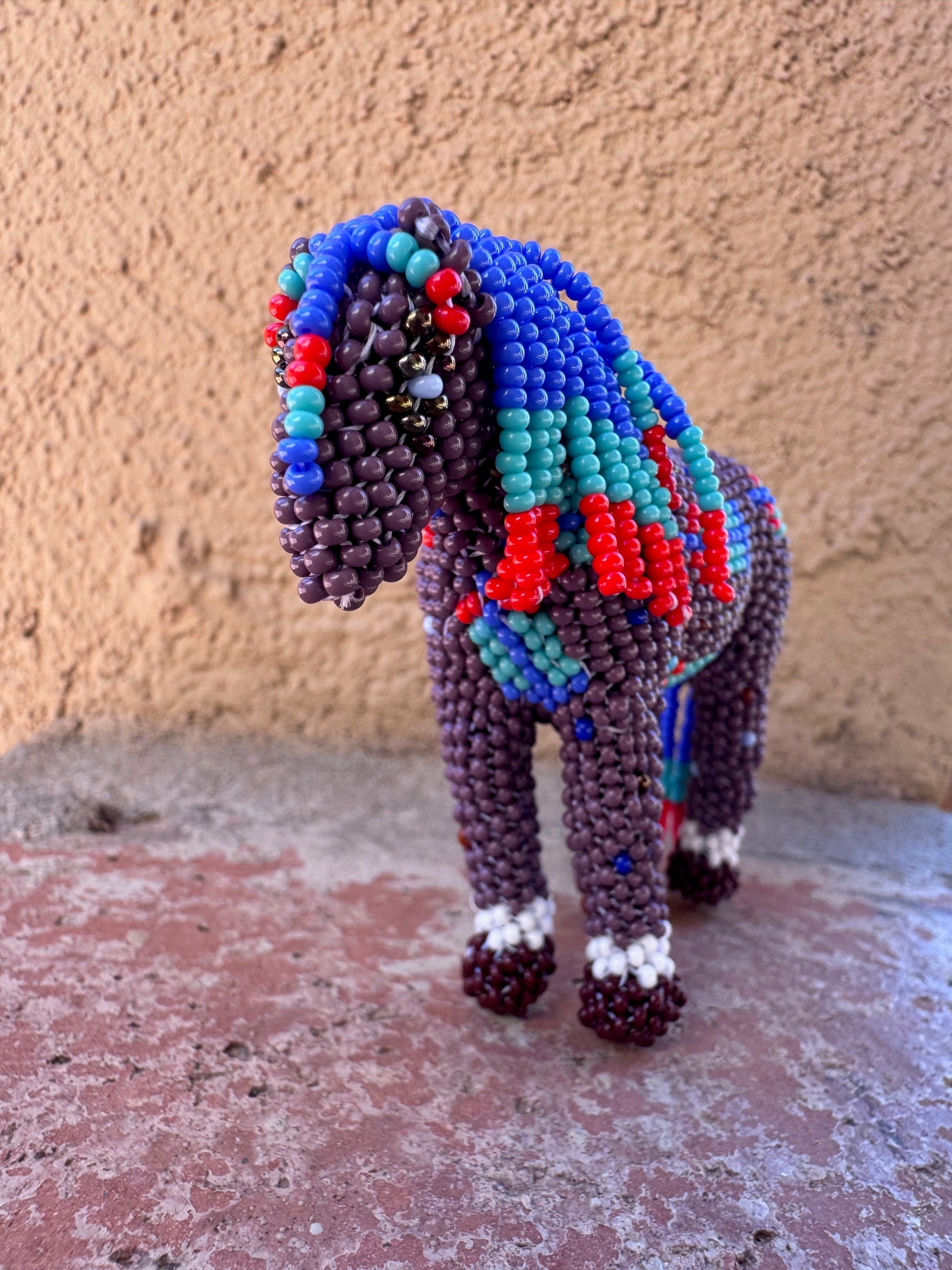 Handmade Peyote Stitched Horse Figurine- Purple 1