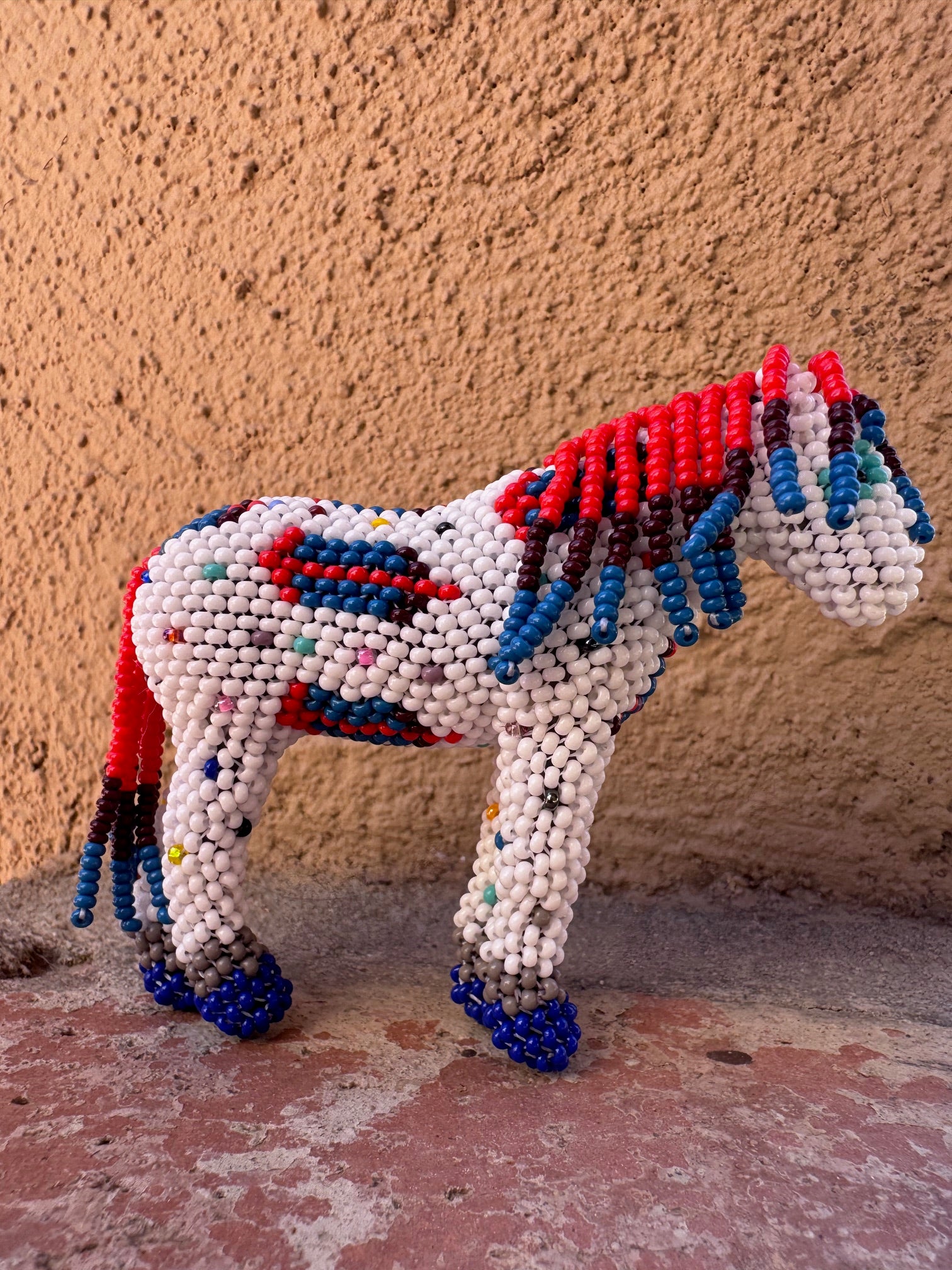 Handmade Peyote Stitched Horse Figurine- White 1