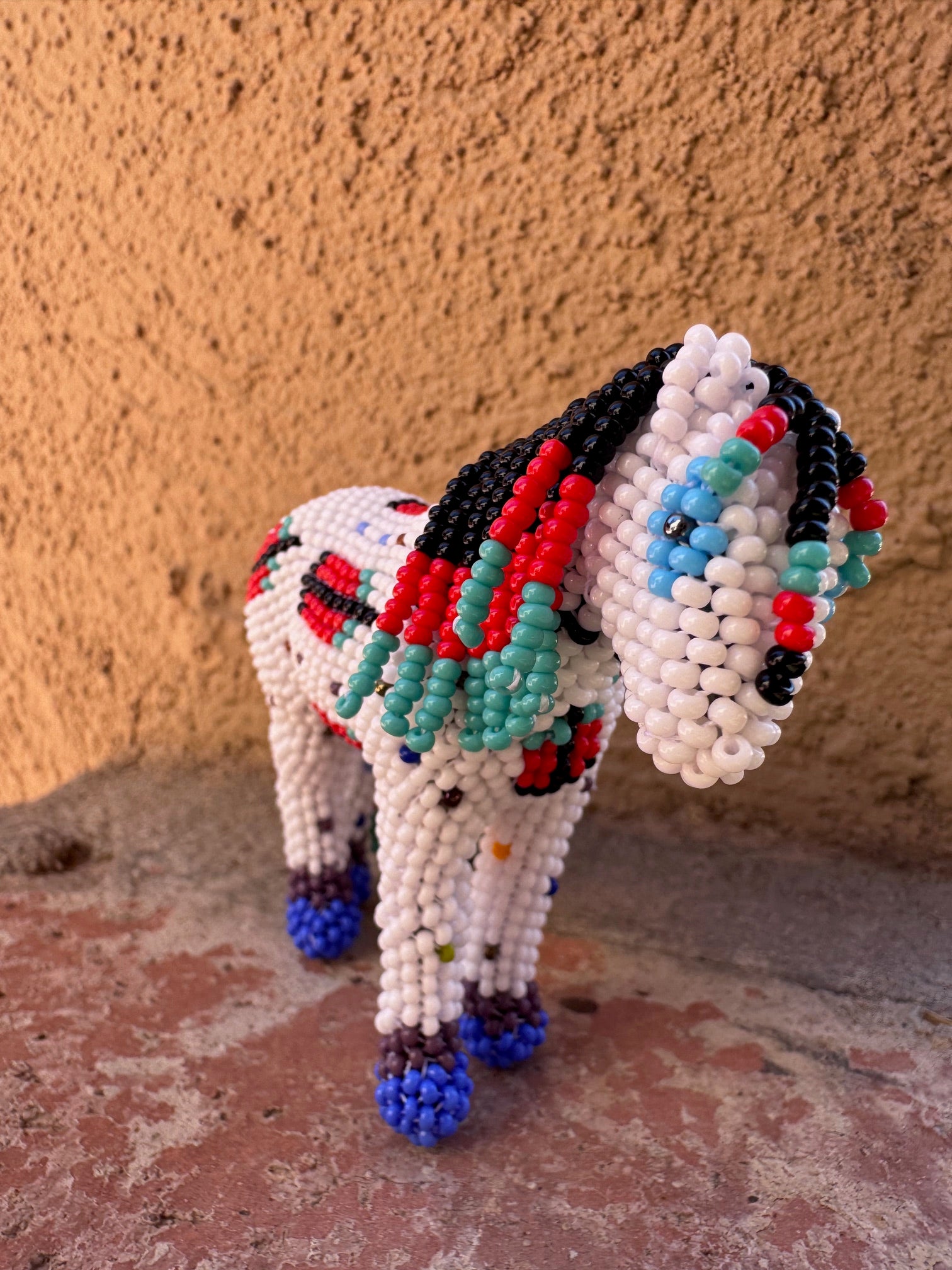Handmade Peyote Stitched Horse Figurine- White 5