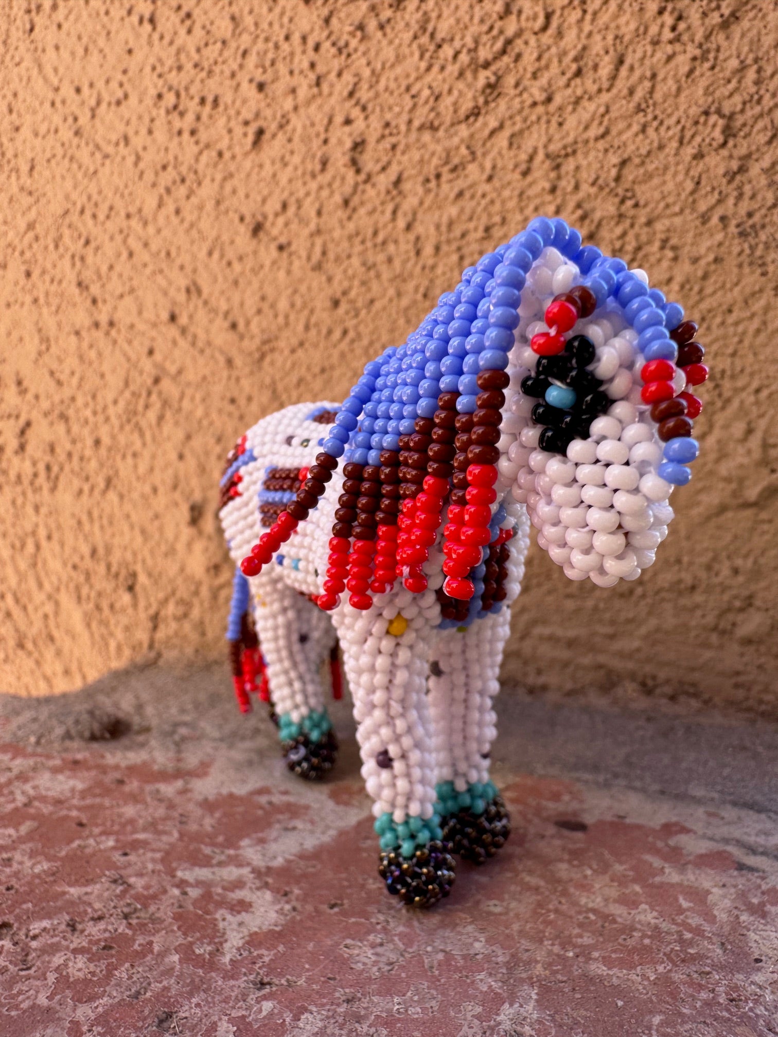 Handmade Peyote Stitched Horse Figurine- White 7