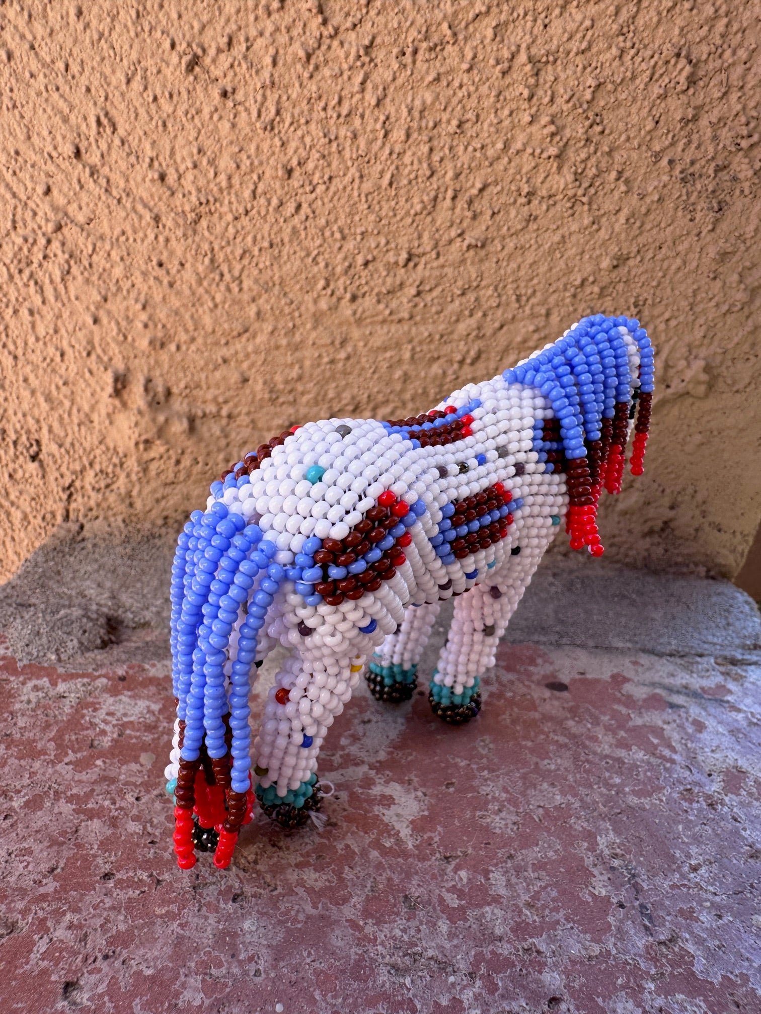 Handmade Peyote Stitched Horse Figurine- White 7
