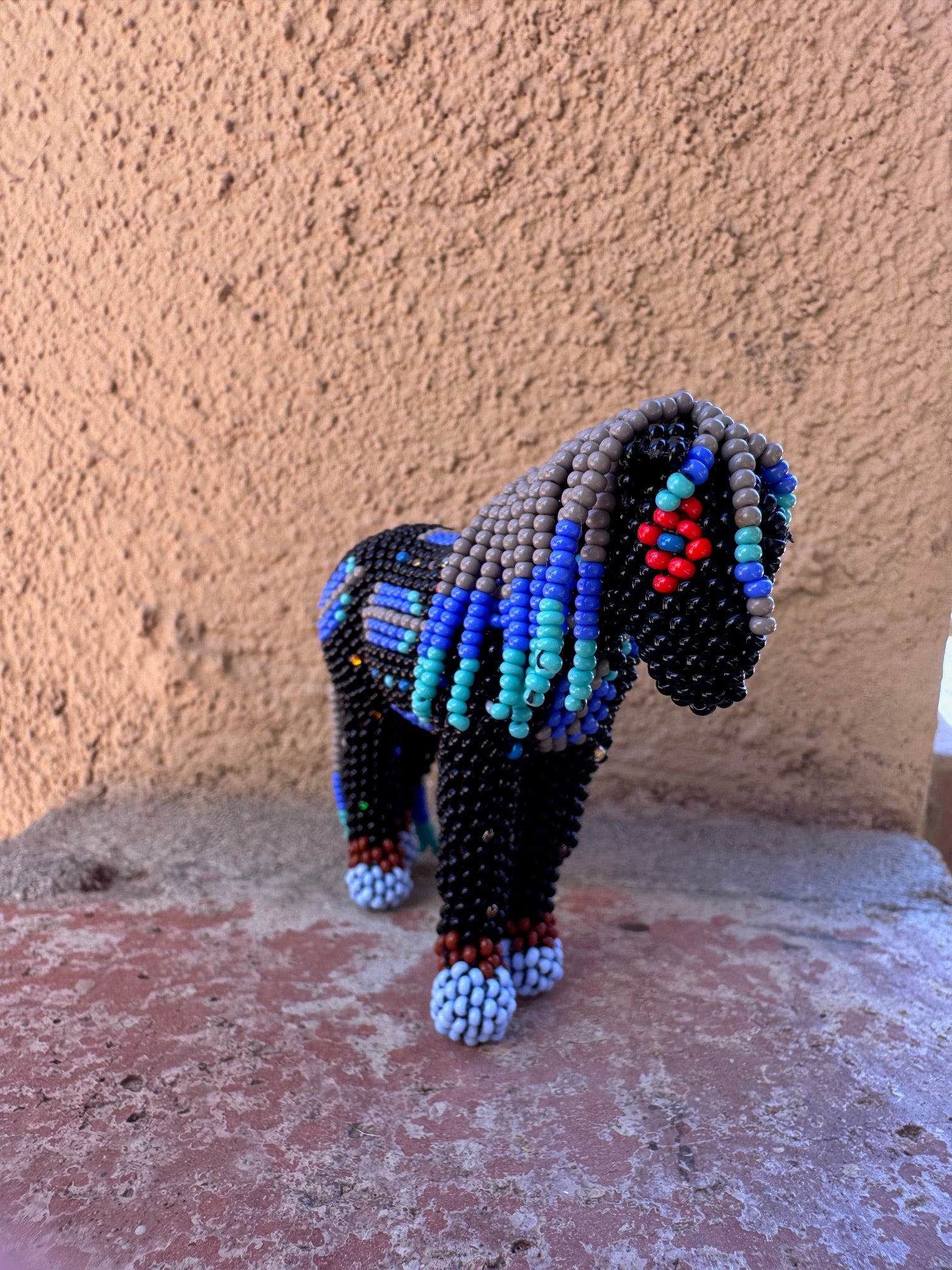 Handmade Peyote Stitched Horse Figurine- Black 1