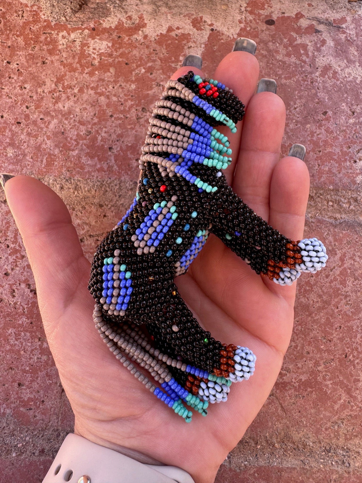 Handmade Peyote Stitched Horse Figurine- Black 1