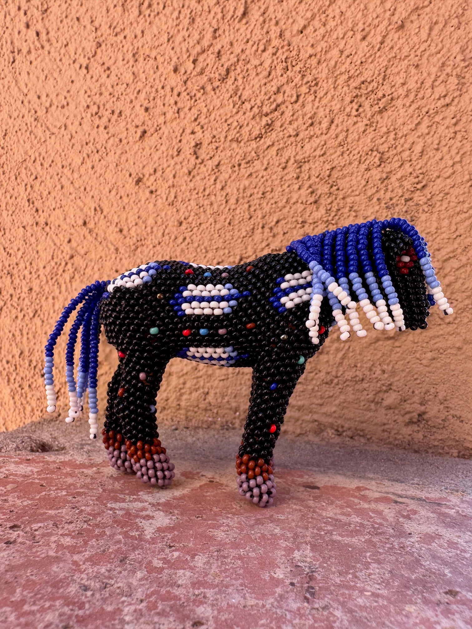Handmade Peyote Stitched Horse Figurine- Black 2