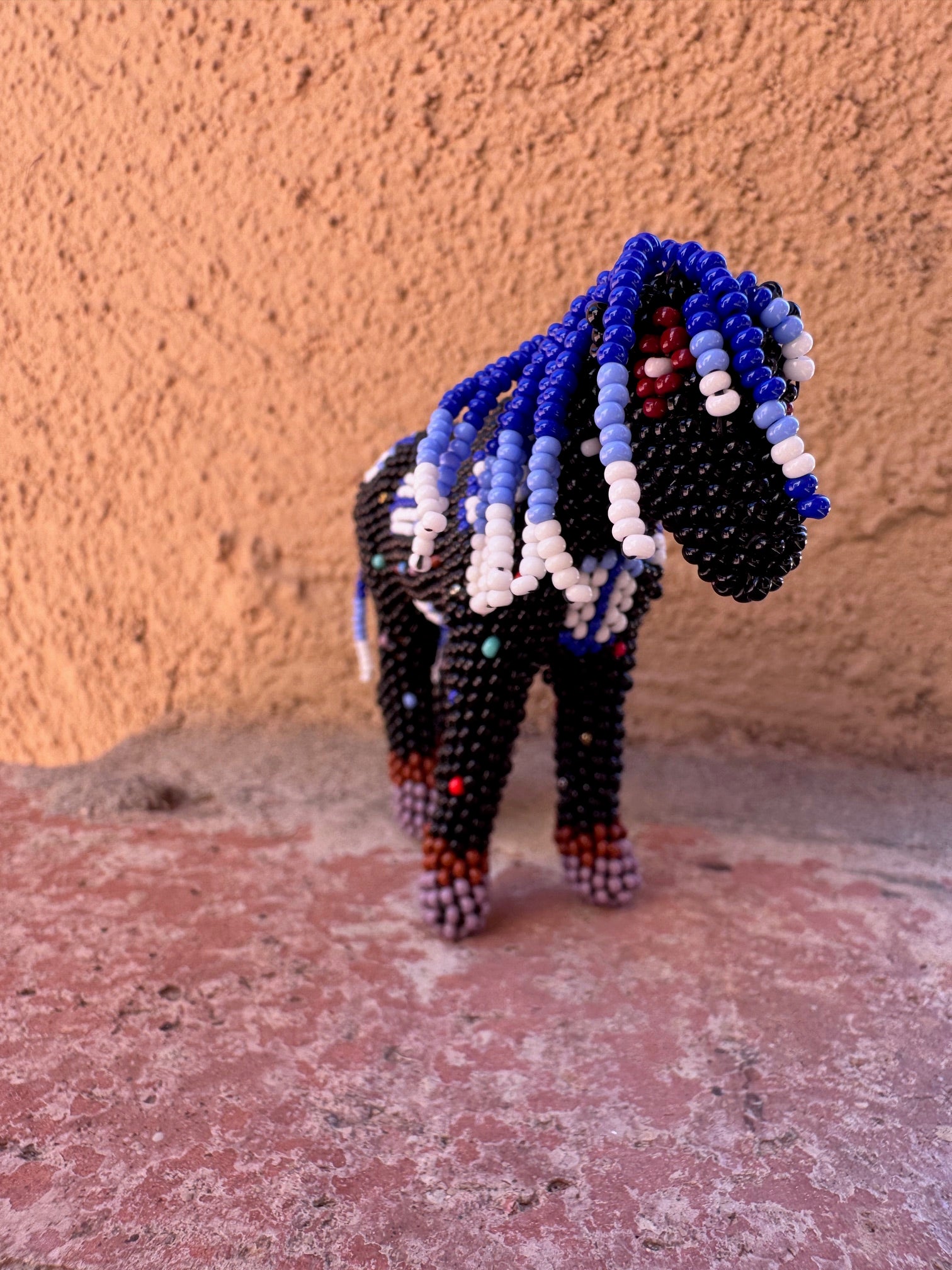 Handmade Peyote Stitched Horse Figurine- Black 2