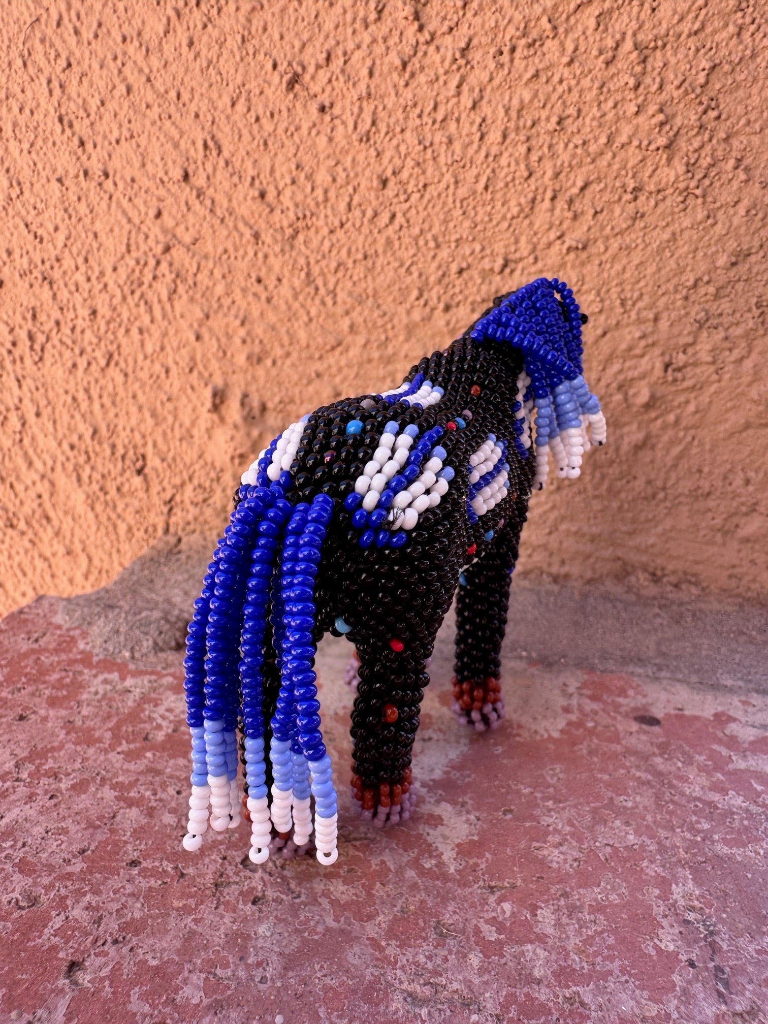 Handmade Peyote Stitched Horse Figurine- Black 2