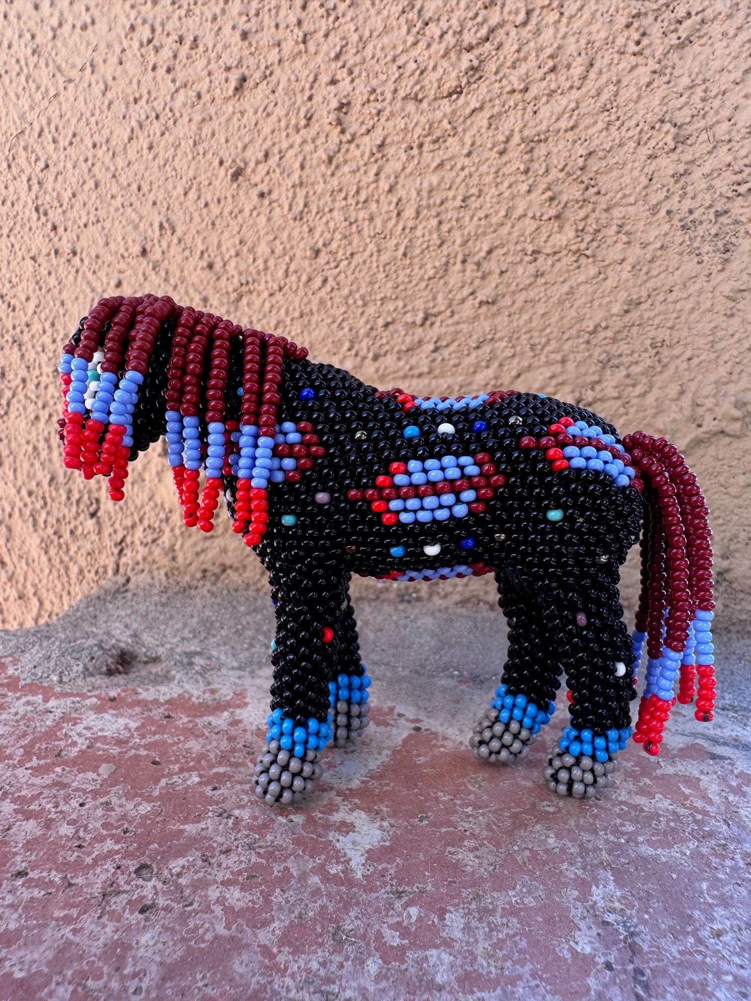 Handmade Peyote Stitched Horse Figurine- Black 4