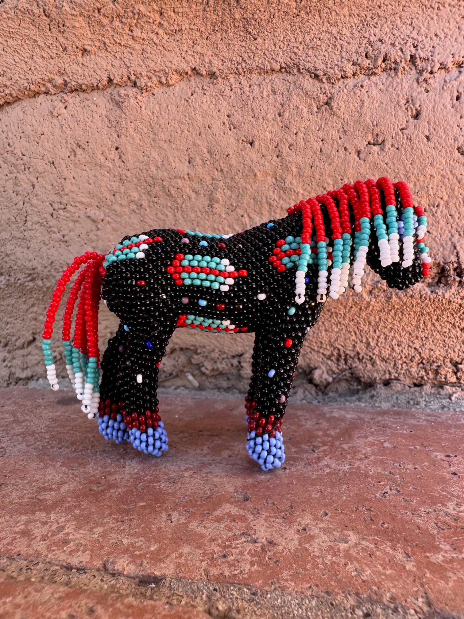 Handmade Peyote Stitched Horse Figurine- Black 7