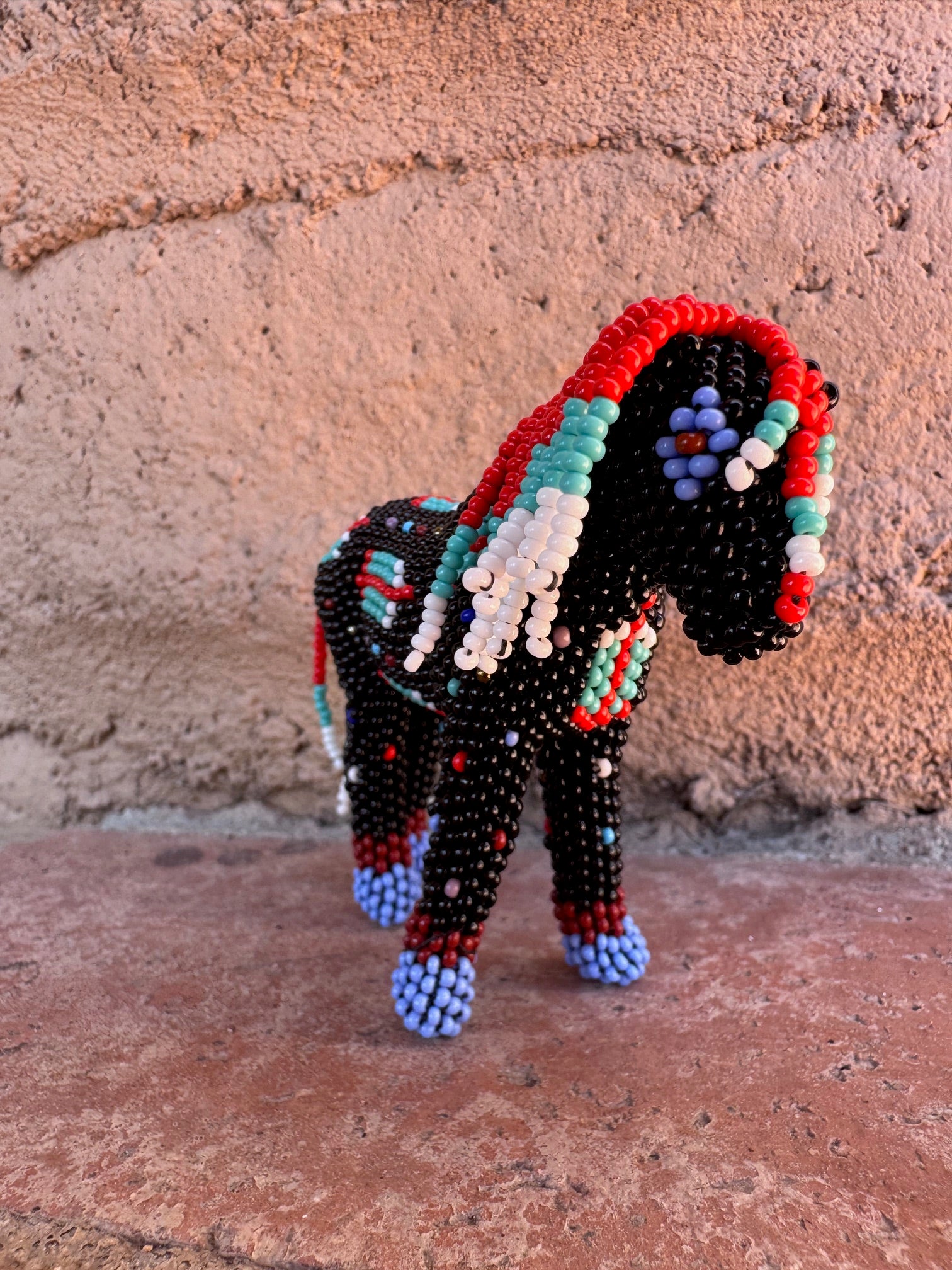 Handmade Peyote Stitched Horse Figurine- Black 7