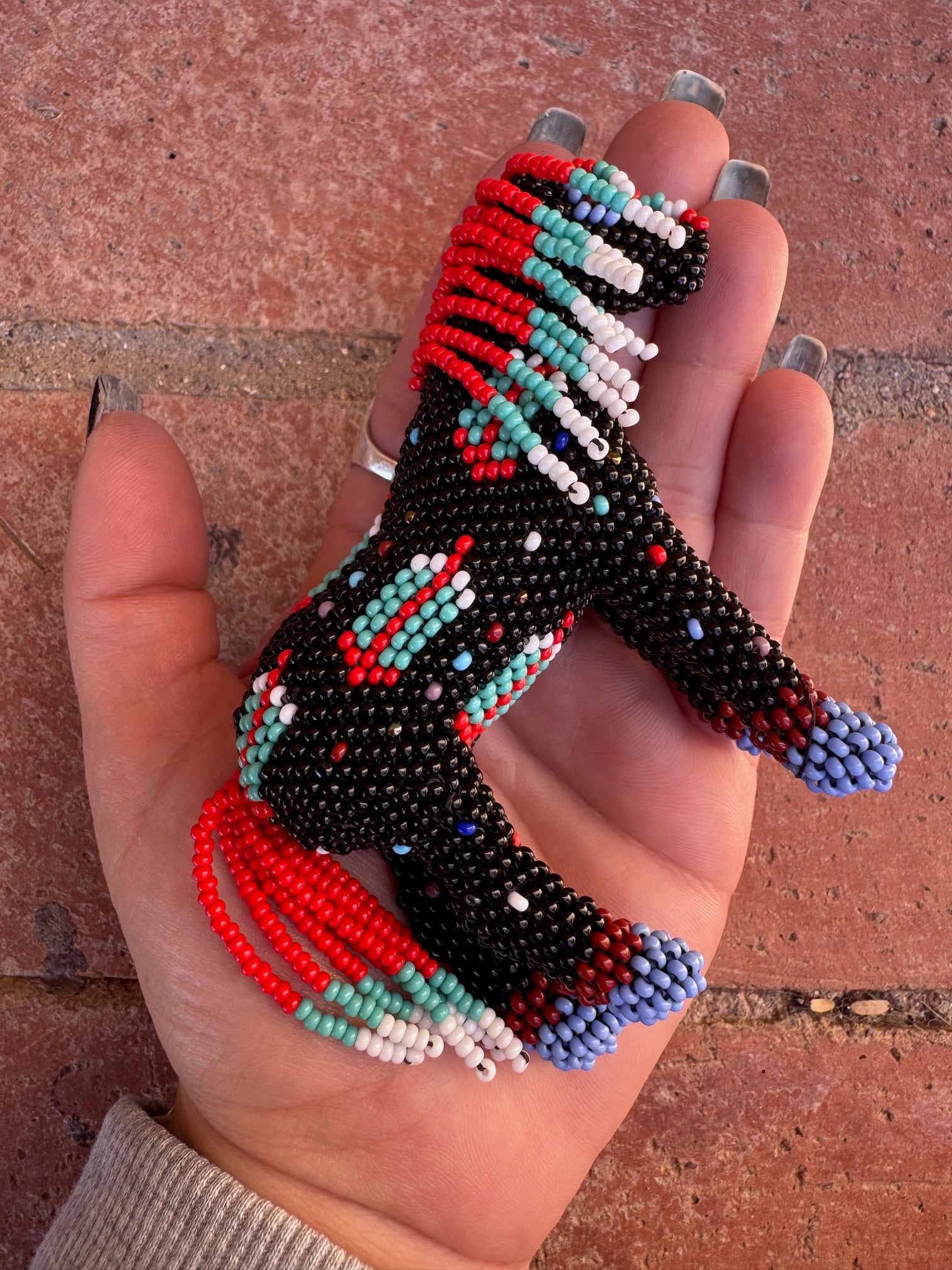Handmade Peyote Stitched Horse Figurine- Black 7
