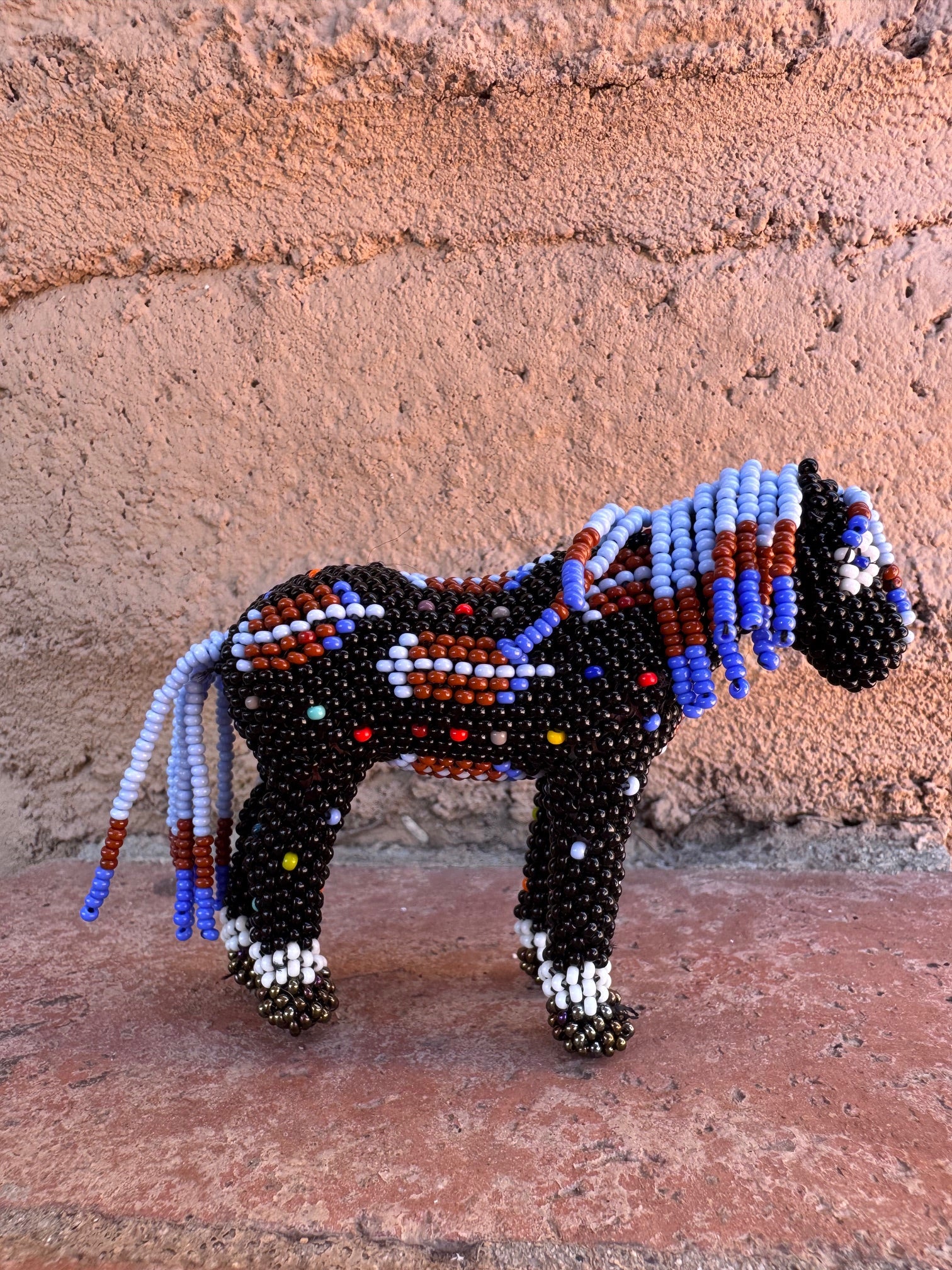 Handmade Peyote Stitched Horse Figurine- Black 9