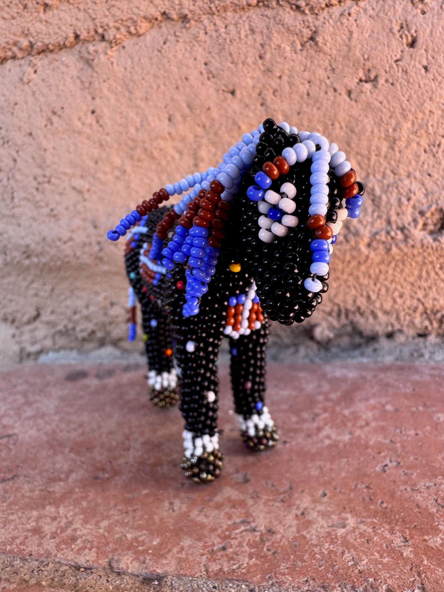 Handmade Peyote Stitched Horse Figurine- Black 9