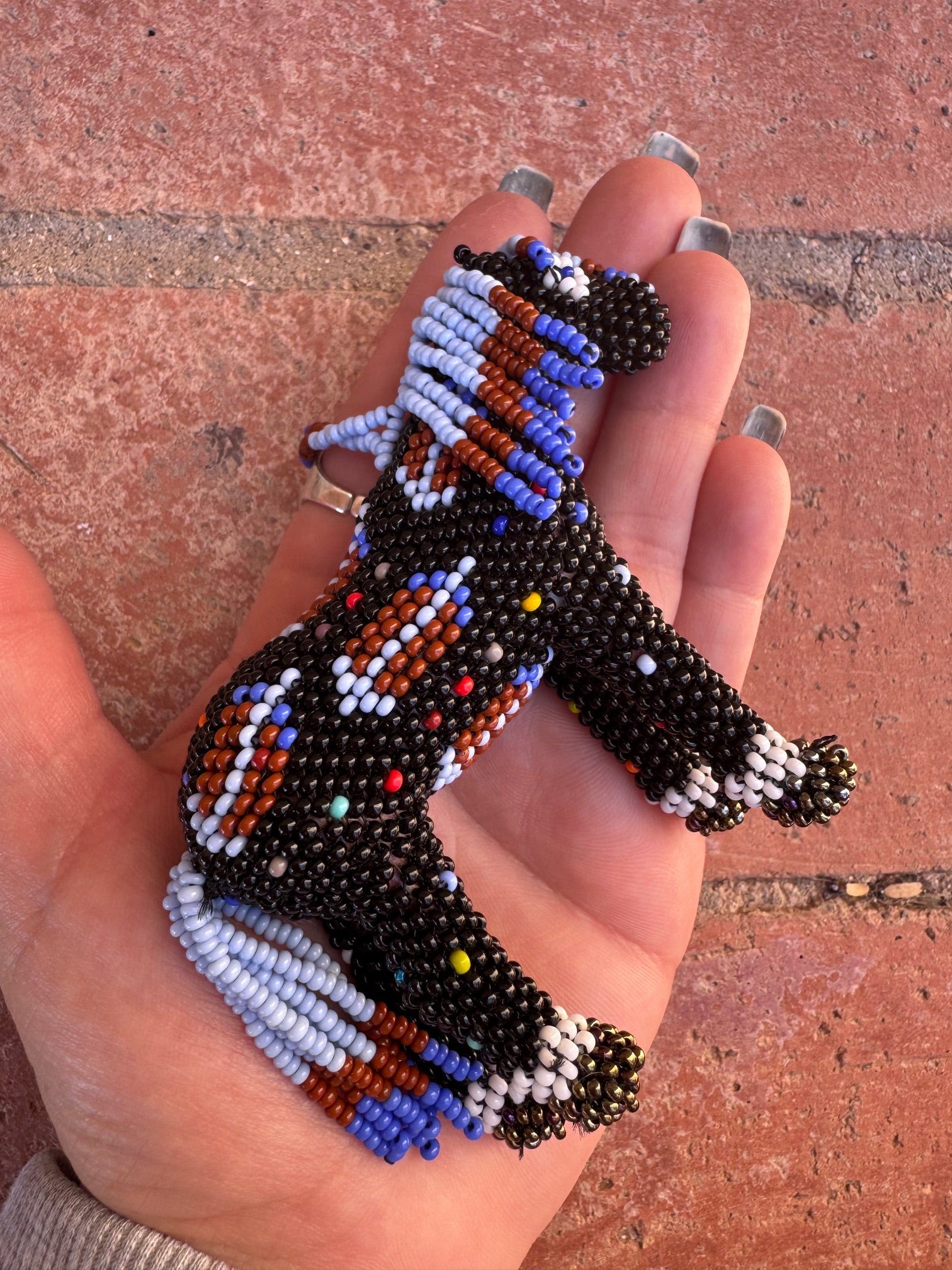 Handmade Peyote Stitched Horse Figurine- Black 9