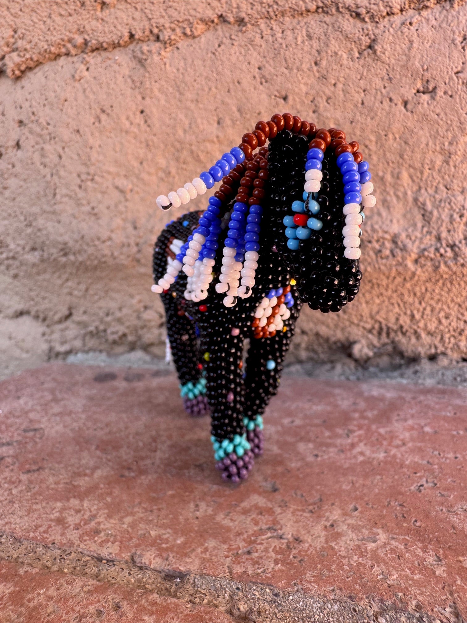 Handmade Peyote Stitched Horse Figurine- Black 11