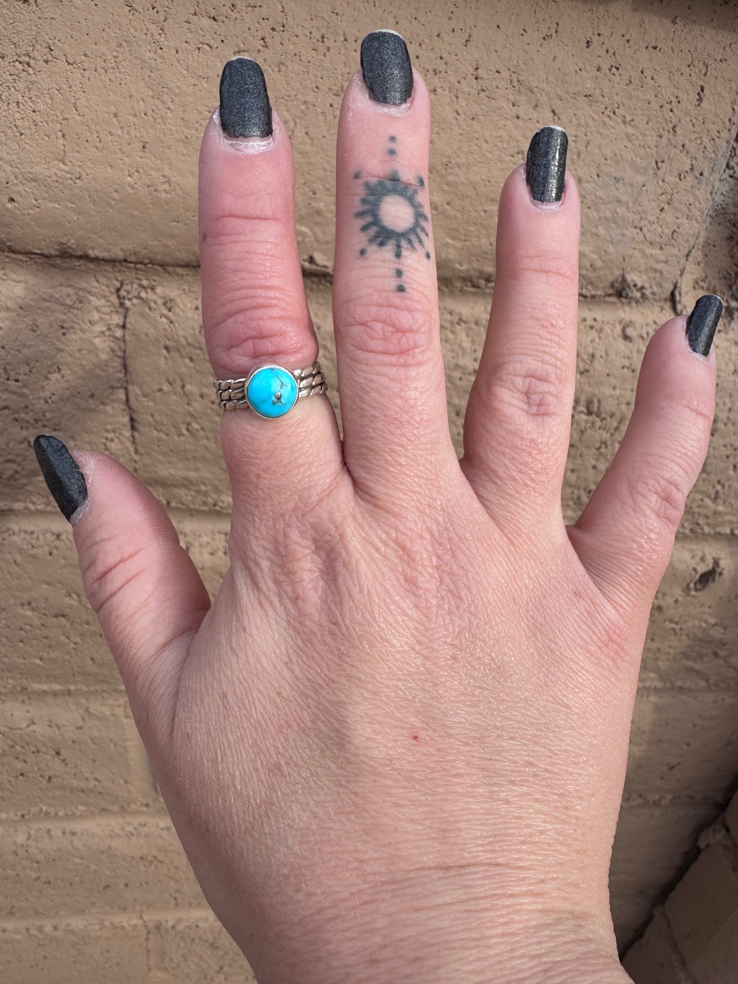 Handcrafted Turquoise and Sterling Silver Triple Twisted Band Ring