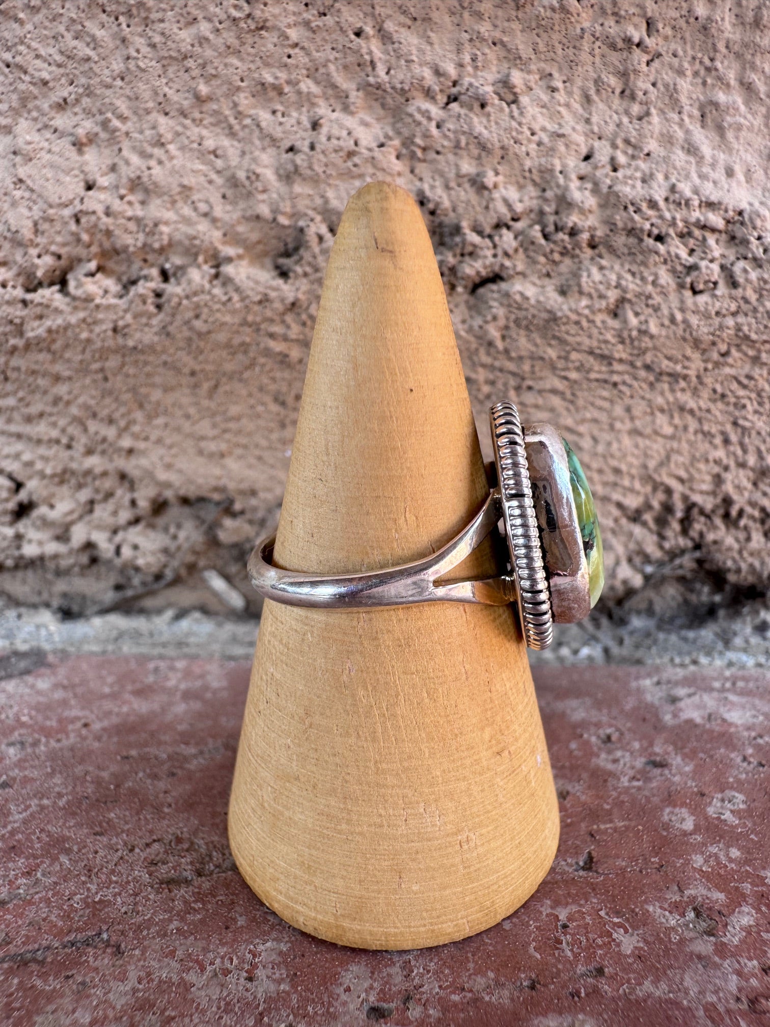 Handcrafted Palomino Turquoise Sterling Silver TearDrop Ring size 7.75 by Wydell Billie