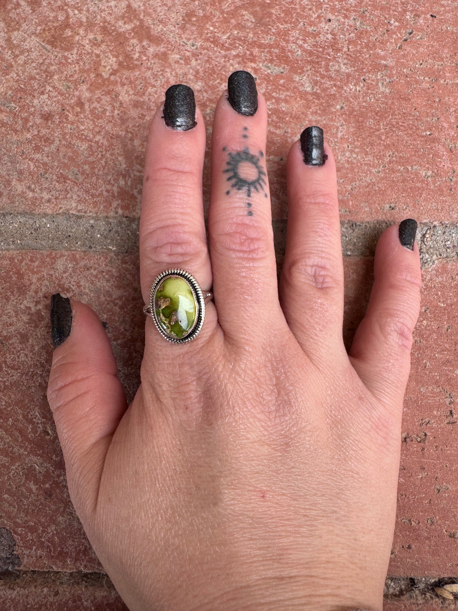 Handcrafted Palomino Turquoise Sterling Silver Oval Ring size 6.75 by Wydell Billie