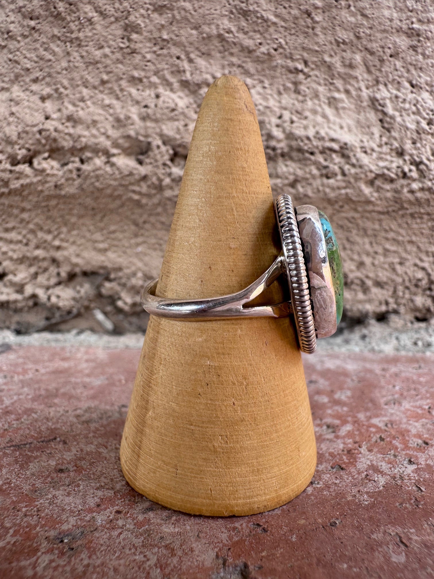 Handcrafted Palomino Turquoise Sterling Silver Oval Ring size 8 by Wydell Billie