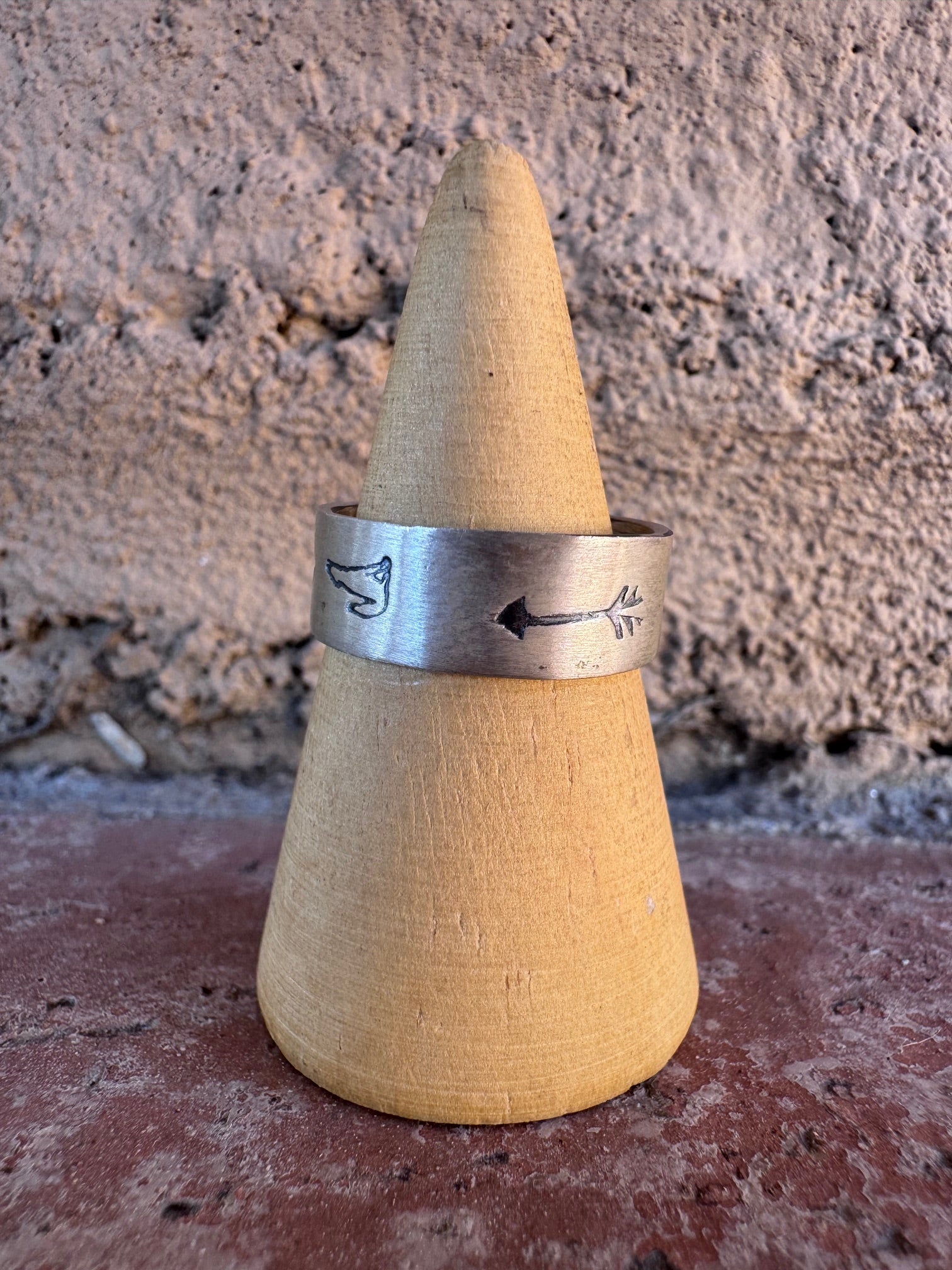 Handcrafted Sterling Silver Hand-stamped Ring Band size 8