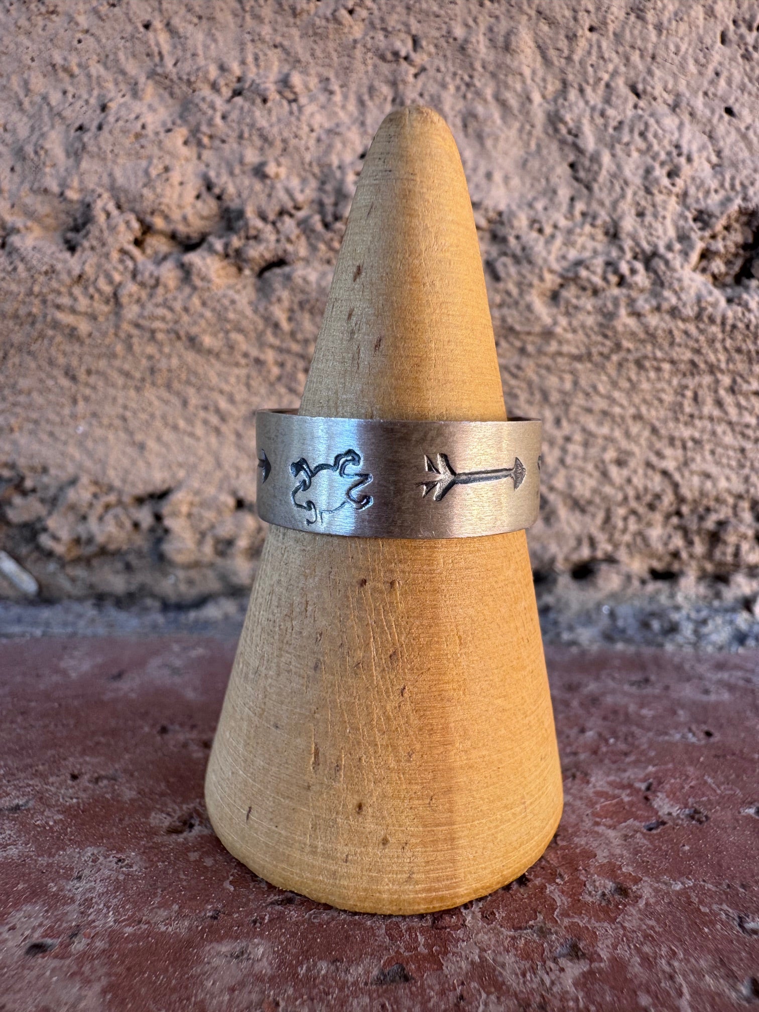 Handcrafted Sterling Silver Hand-stamped Ring Band size 8