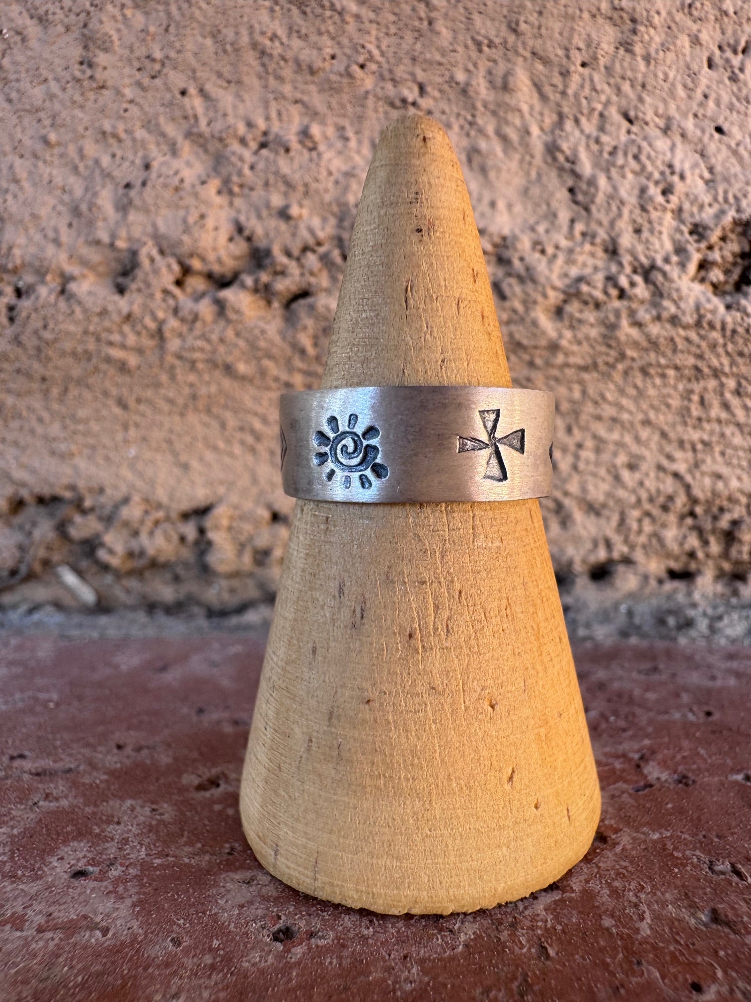 Handcrafted Sterling Silver Hand-stamped Ring Band size 7