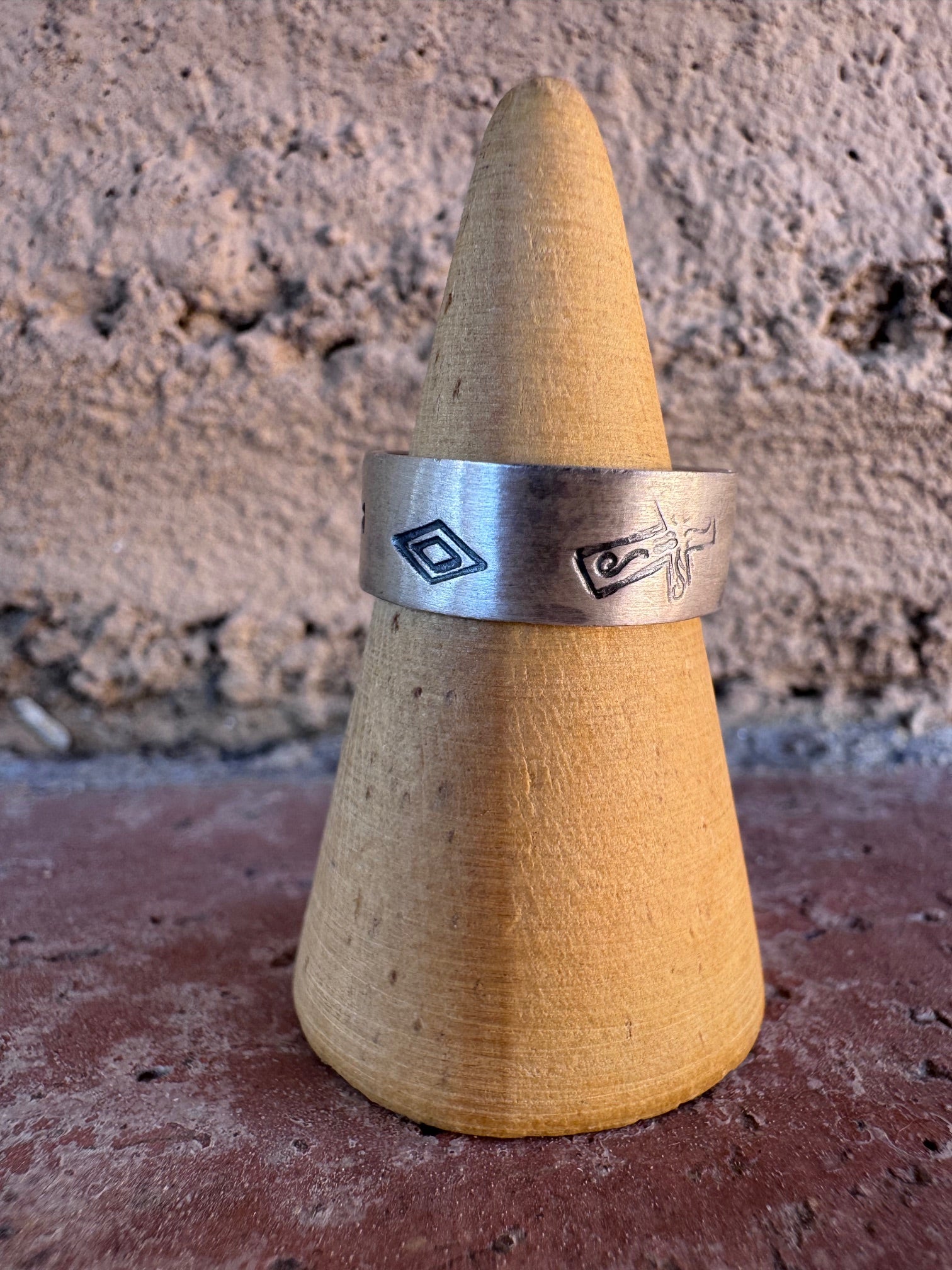 Handcrafted Sterling Silver Hand-stamped Ring Band size 7