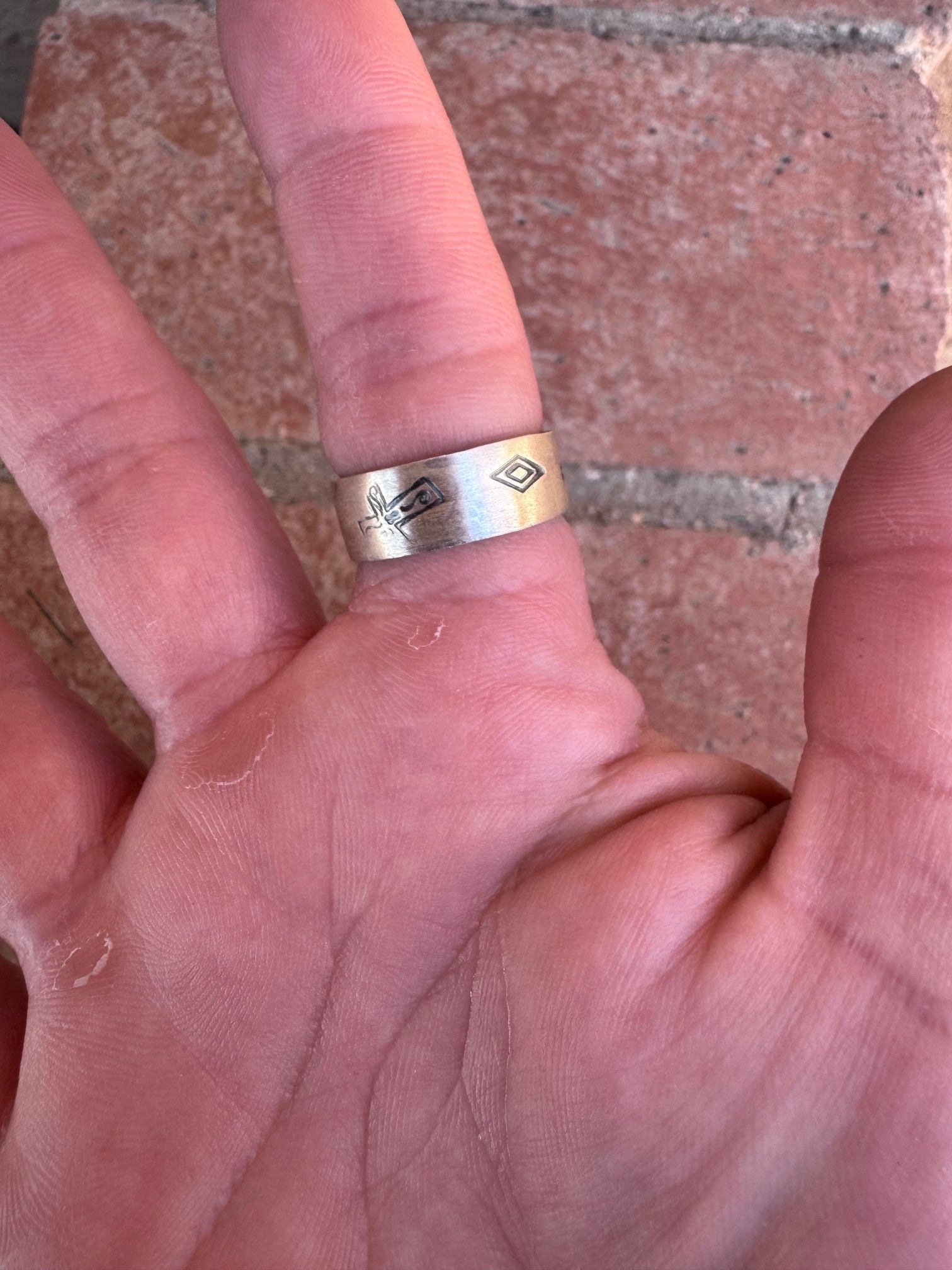 Handcrafted Sterling Silver Hand-stamped Ring Band size 7