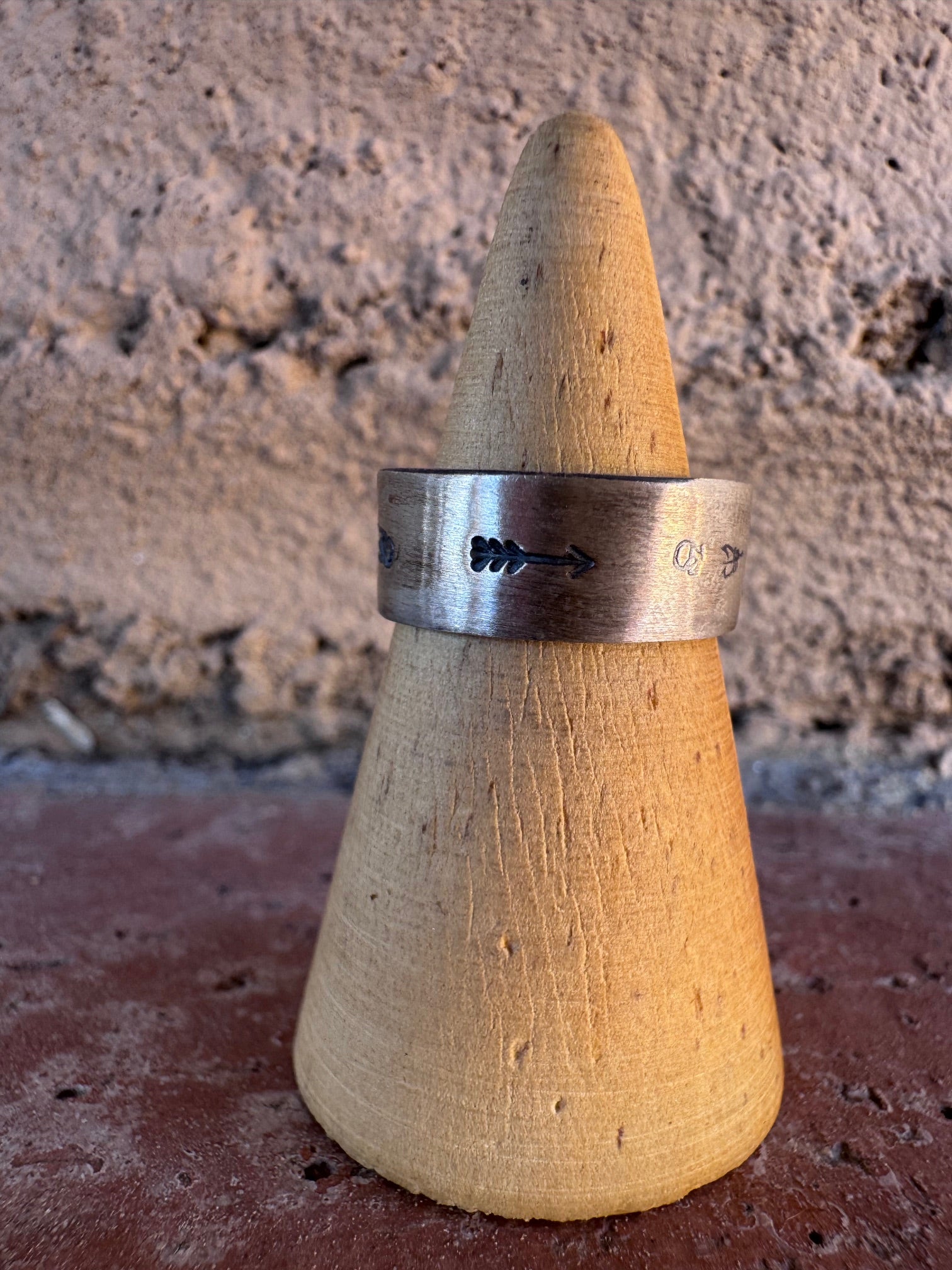 Handcrafted Sterling Silver Hand-stamped Ring Band size 6