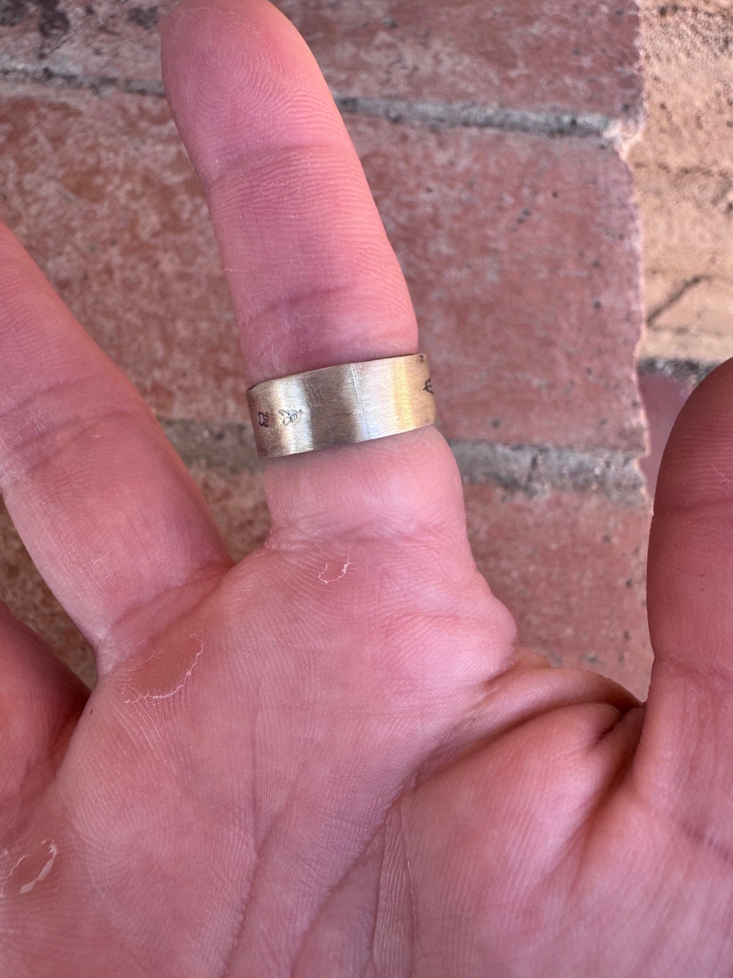 Handcrafted Sterling Silver Hand-stamped Ring Band size 6