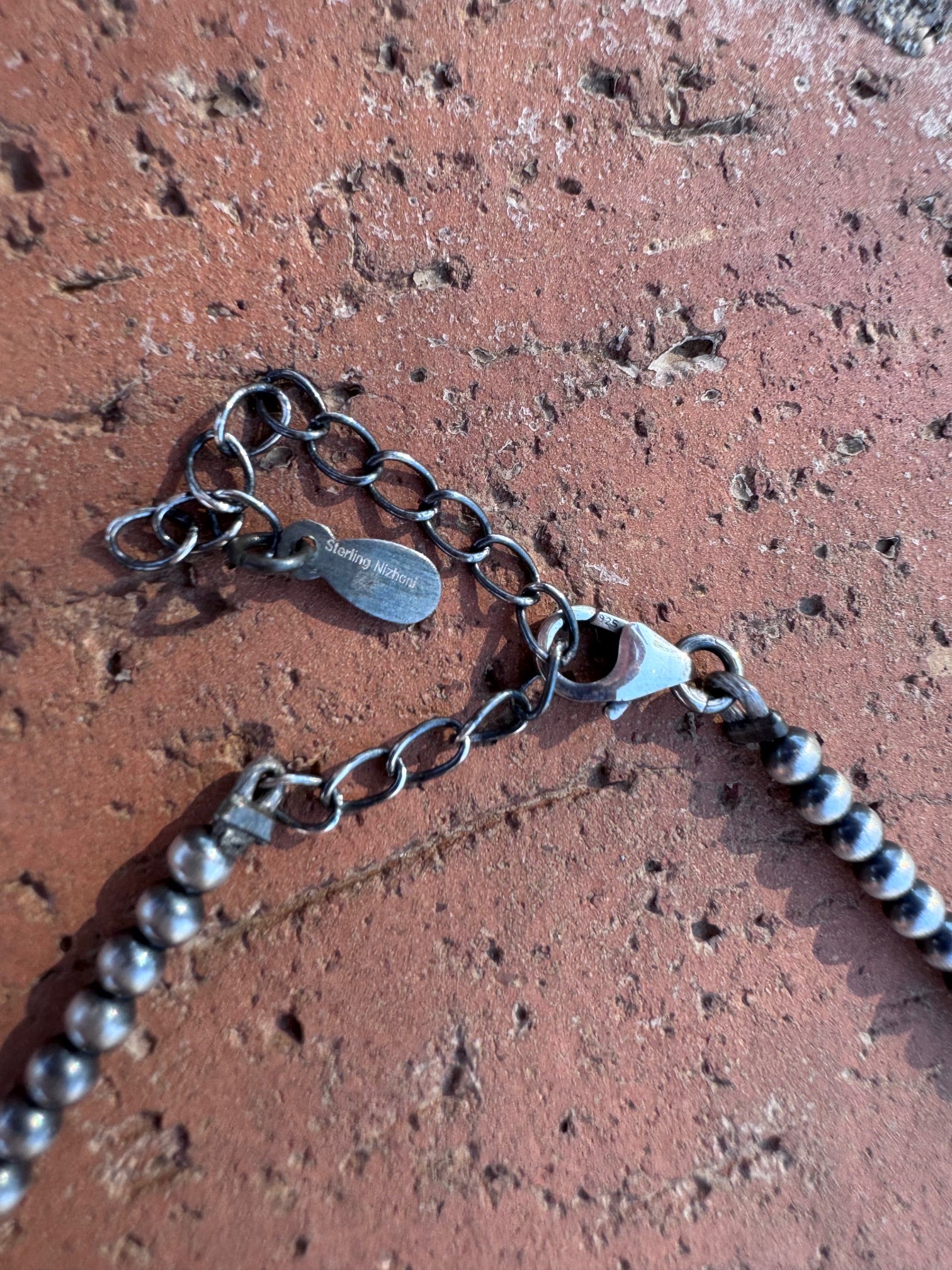 “The Loner” Handmade Sterling Silver & Kingman Turquoise 3mm Beaded Necklace