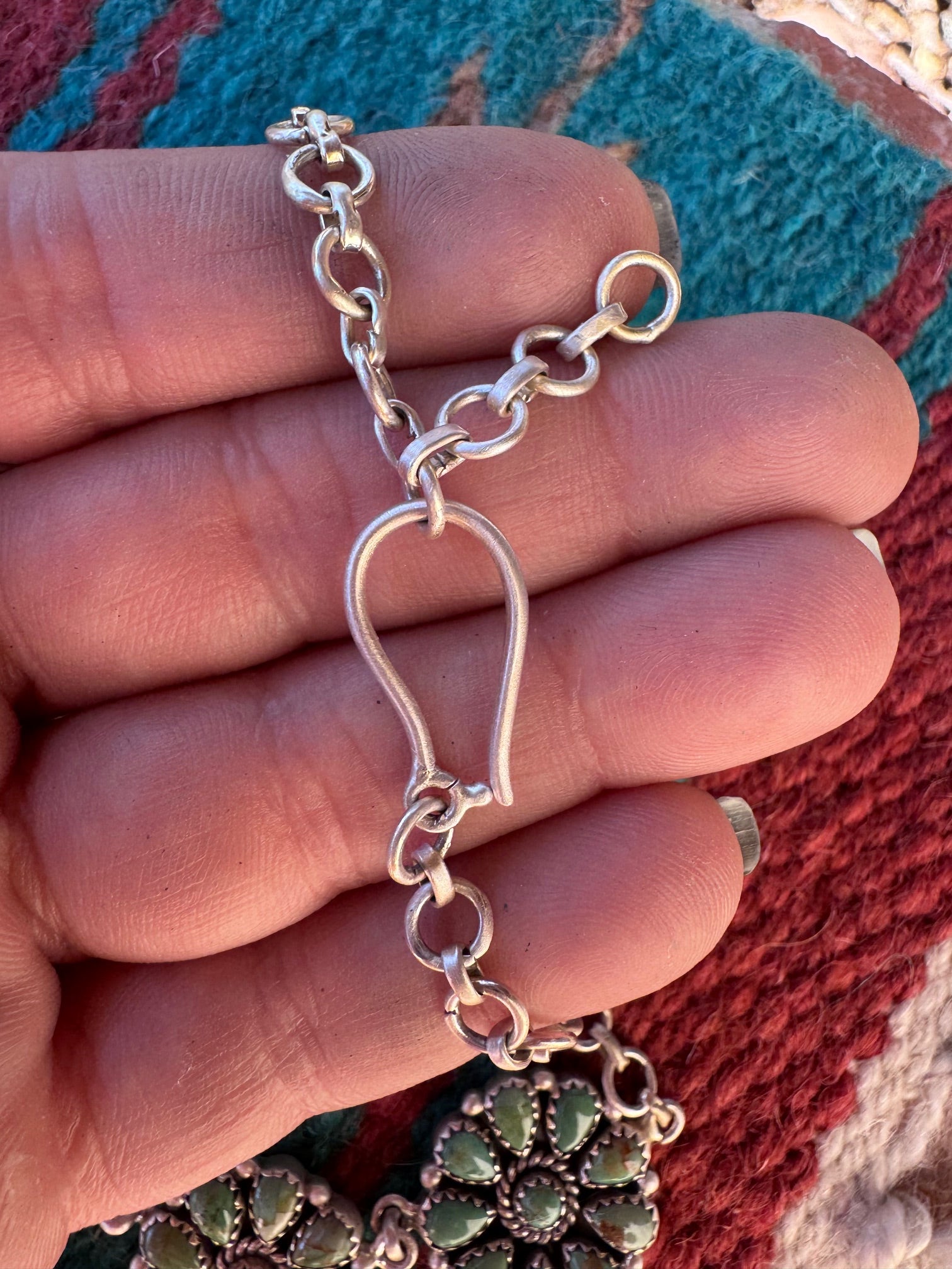 Handmade Kingman Turquoise & Sterling Silver Choker Necklace & Earring Set