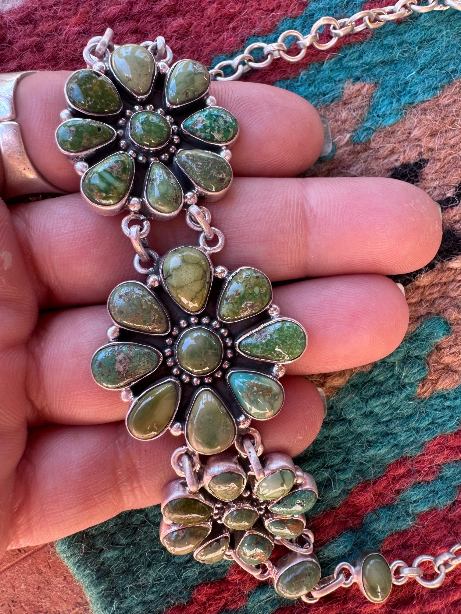 Handmade Sterling Silver Turquoise Flower Choker Signed Nizhoni