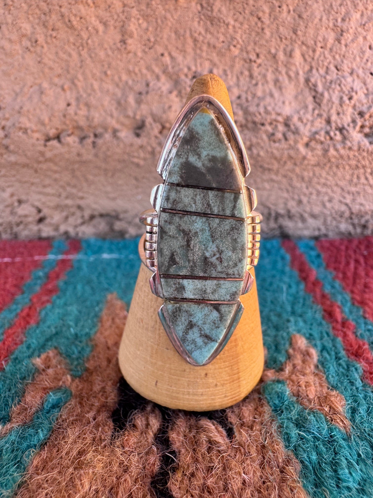 Handcrafted Sterling silver & Number 8 Turquoise Inlay Ring