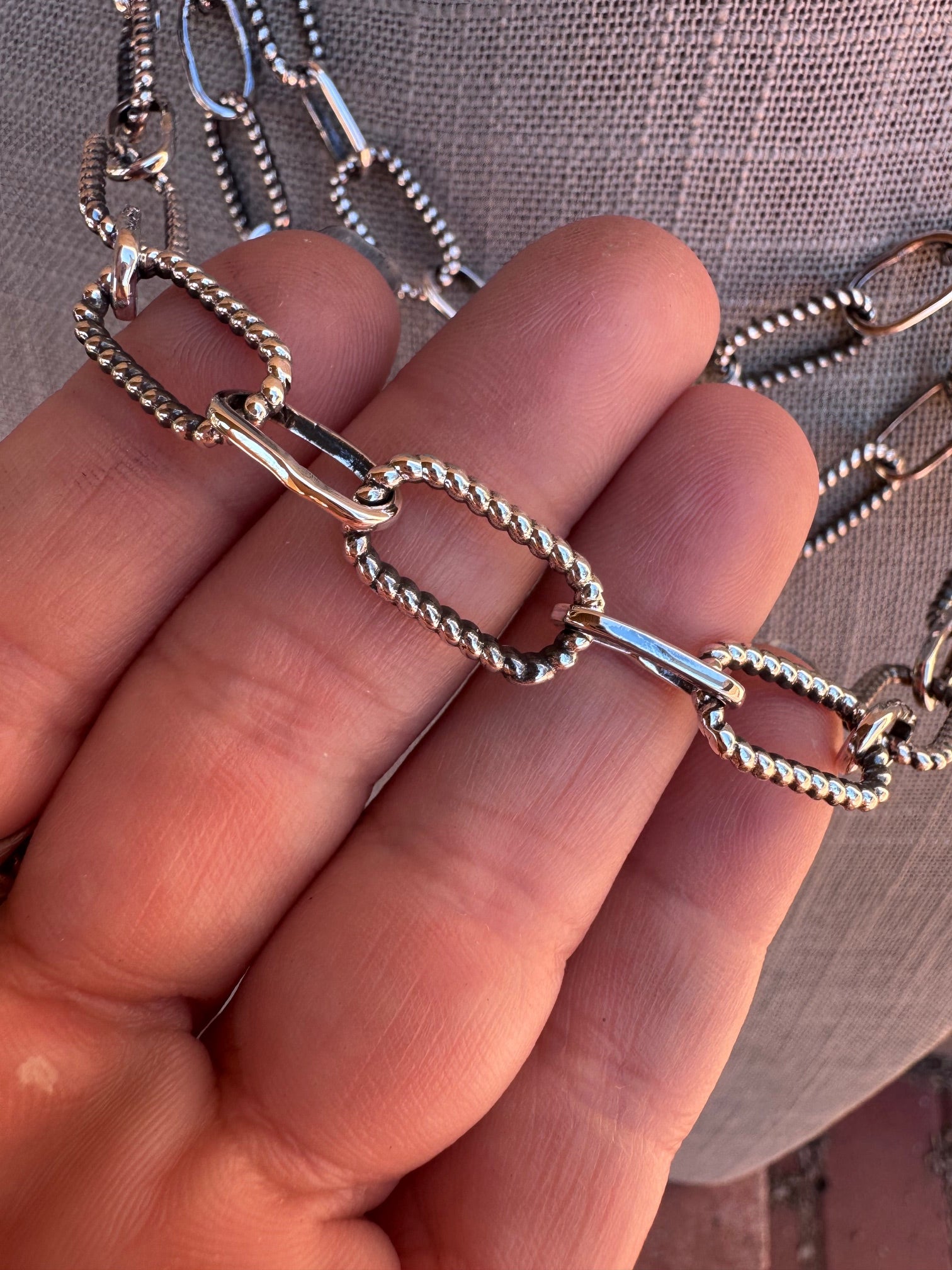 Handmade Sterling Silver Paper Clip Chain Necklace