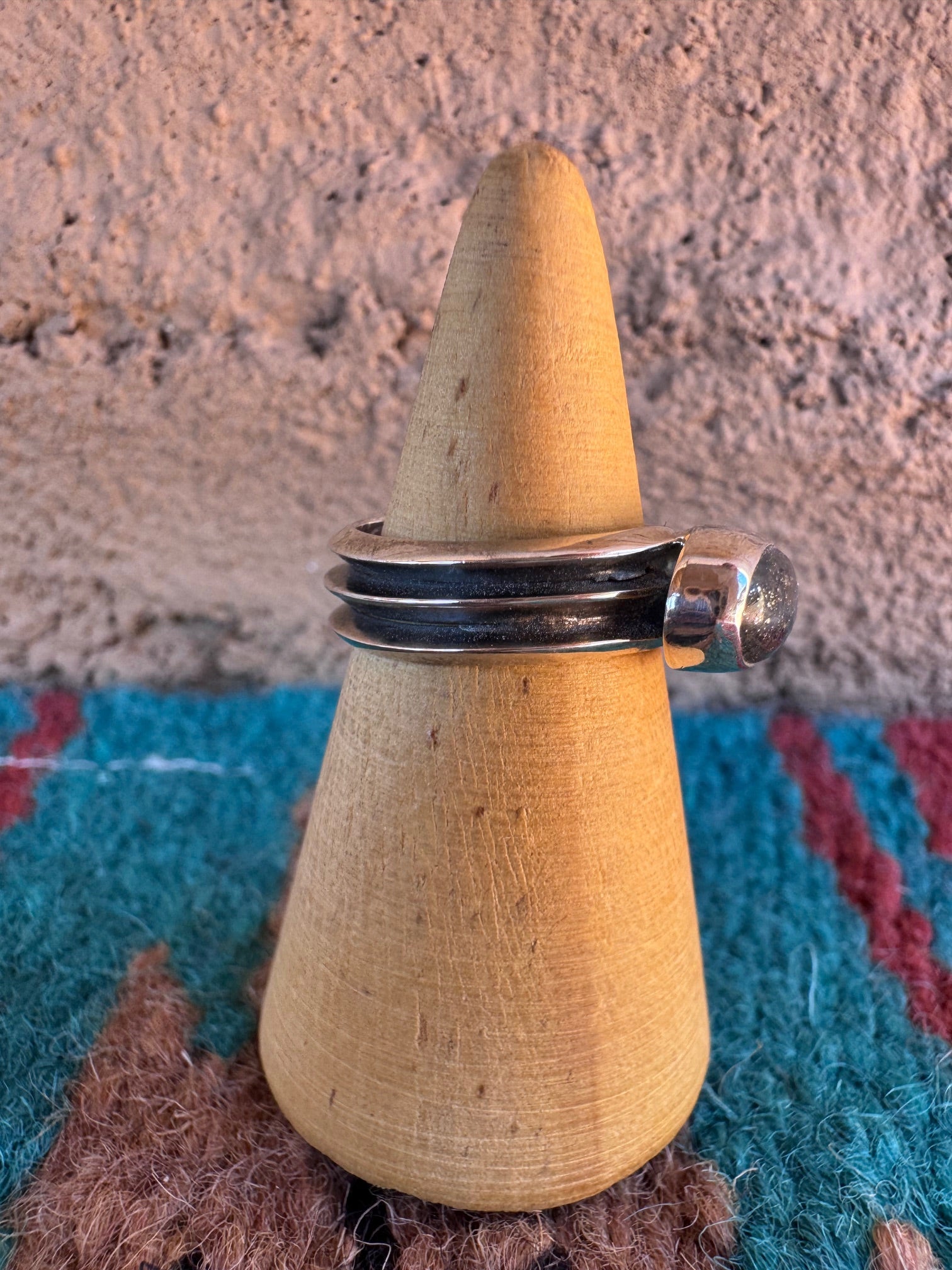 Handcrafted Sterling Silver & Denim Lapis Ring size 5.5