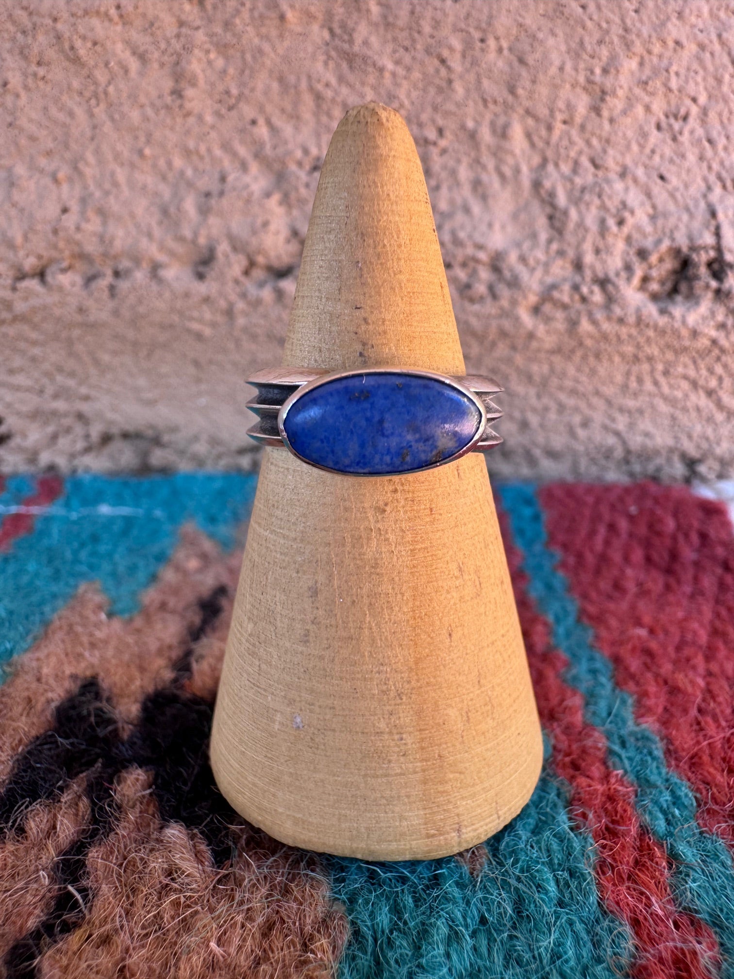 Handcrafted Sterling Silver & Lapis Ring size 5.75