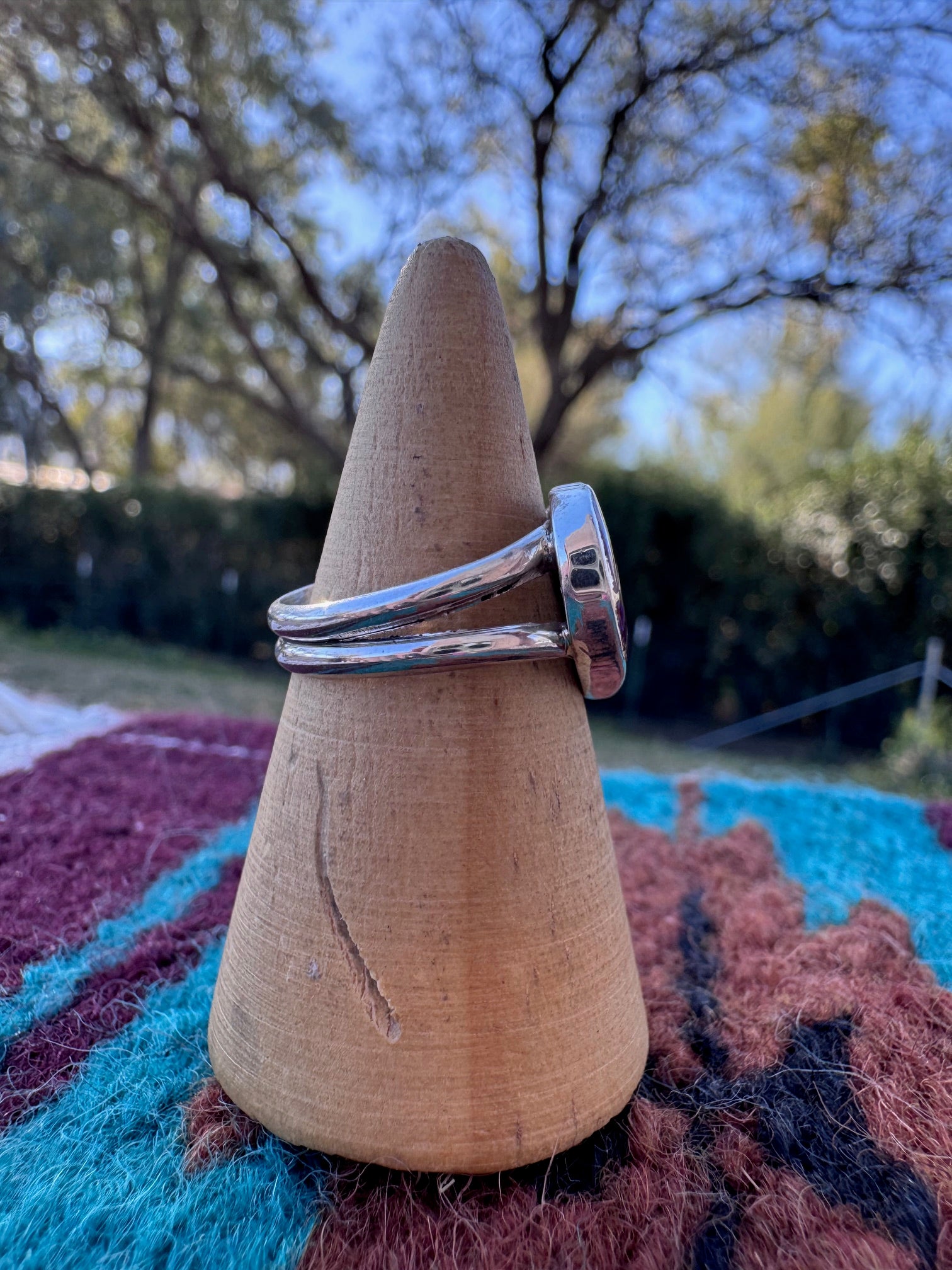 Handcrafted Sterling Silver & Mauve Fire Opal Inlay Heart Ring size 8