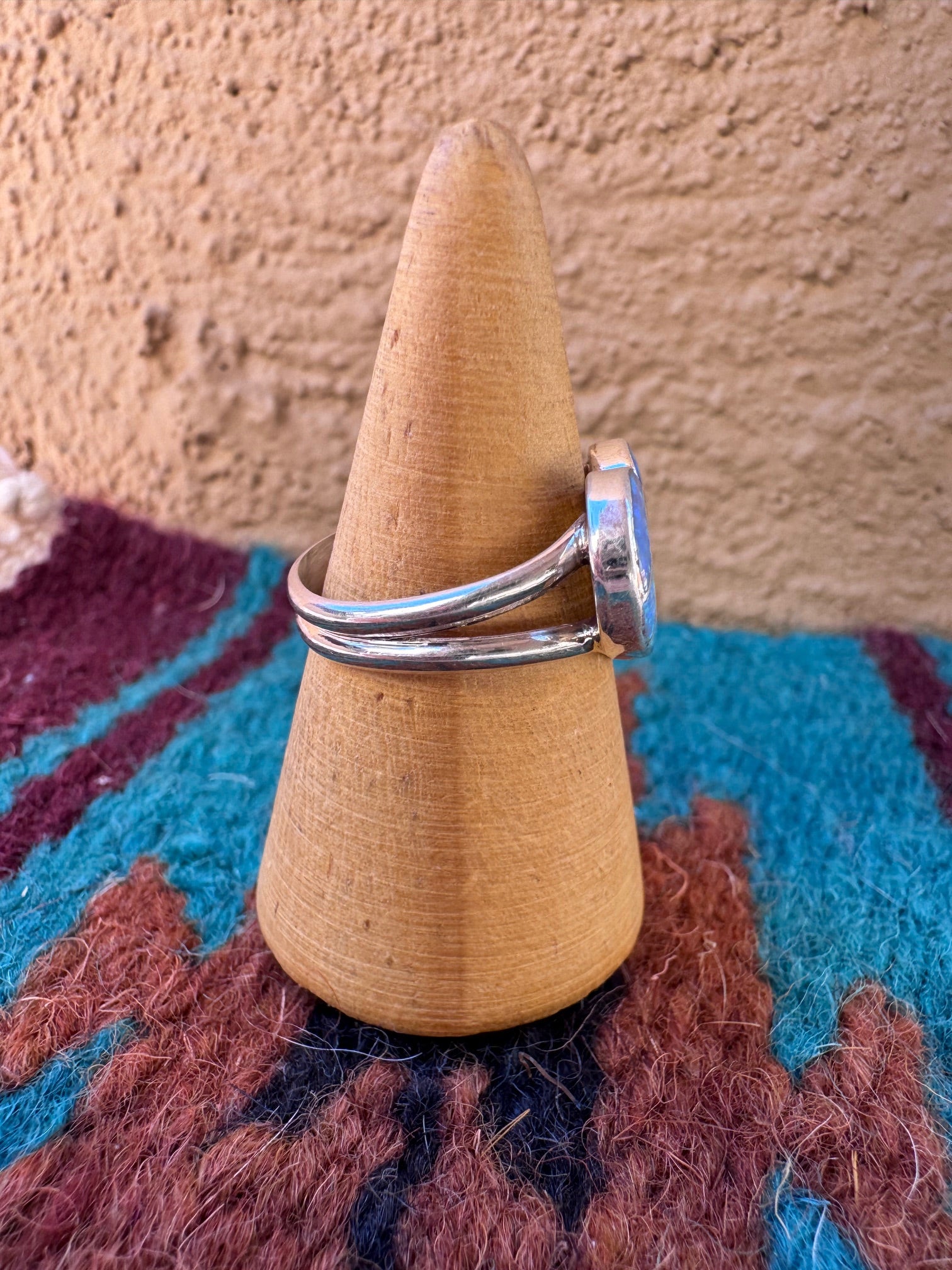 Handcrafted Sterling Silver & Blue Fire Opal Inlay Heart Ring