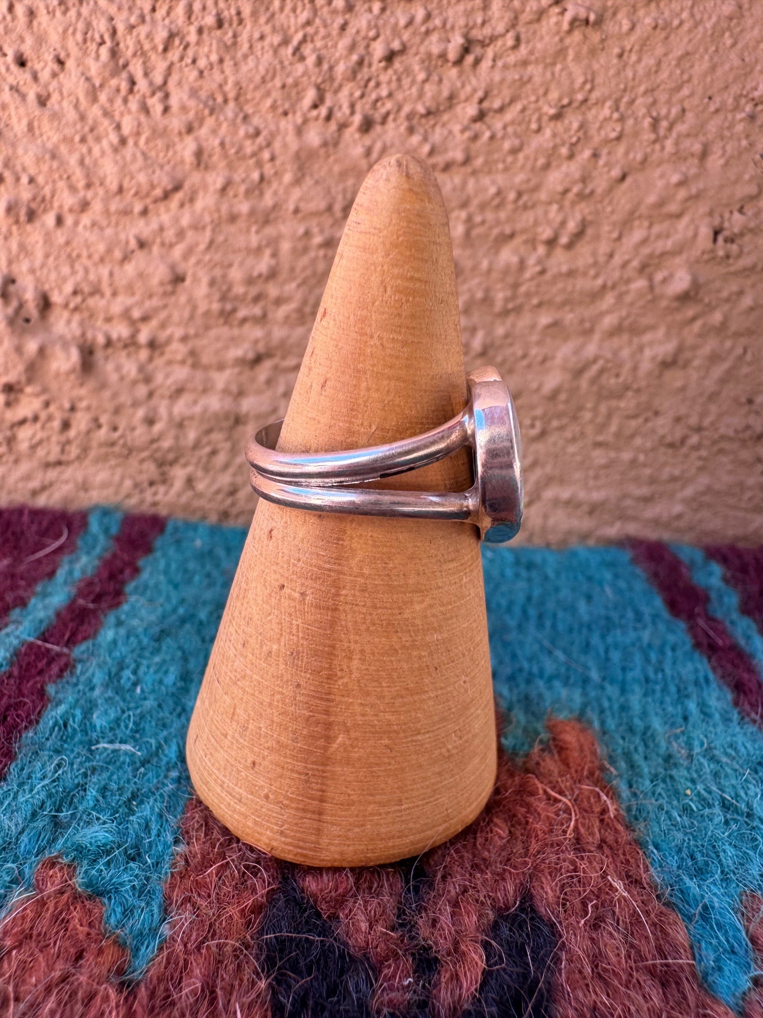 Handcrafted Sterling Silver & White Fire Opal Inlay Heart Ring