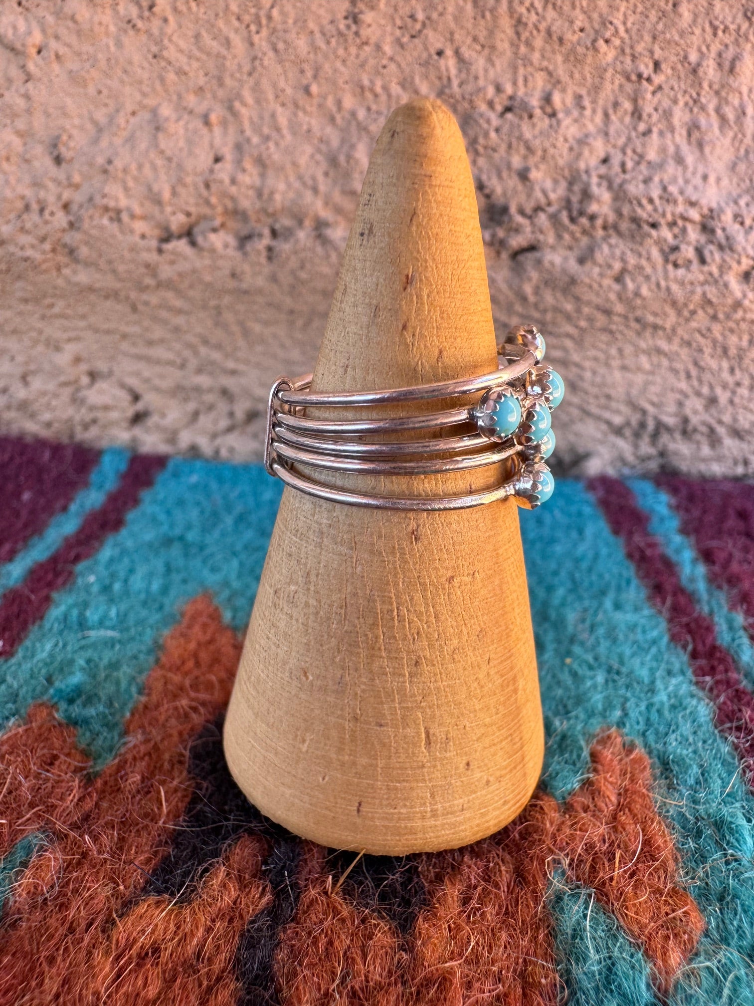 Handcrafted Sterling Silver & Turquoise 5 Stacker Ring